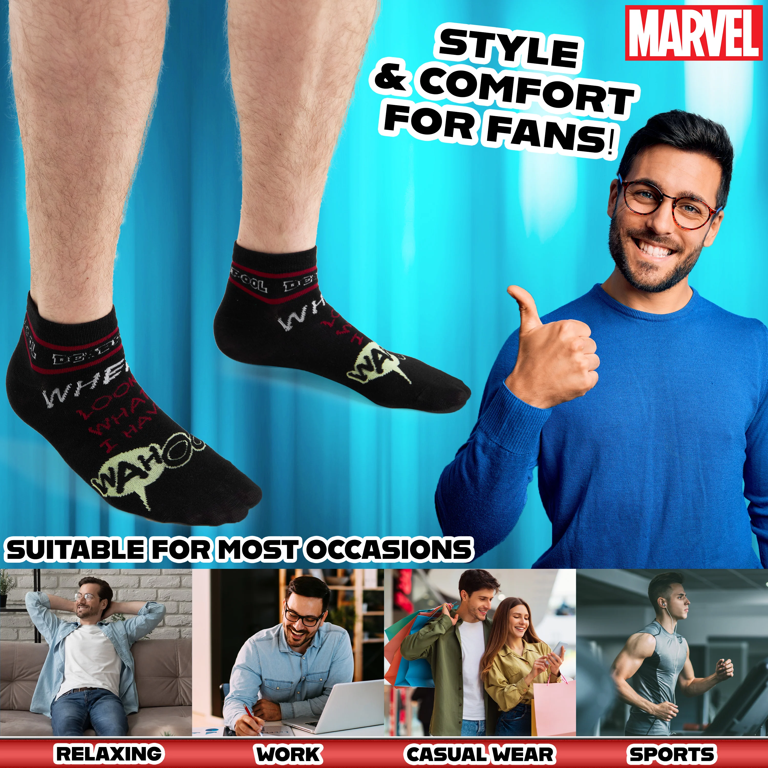 Marvel Mens Ankle Socks, Soft and Breathable Socks Pack of 5 - Gifts for Him - Image 4
