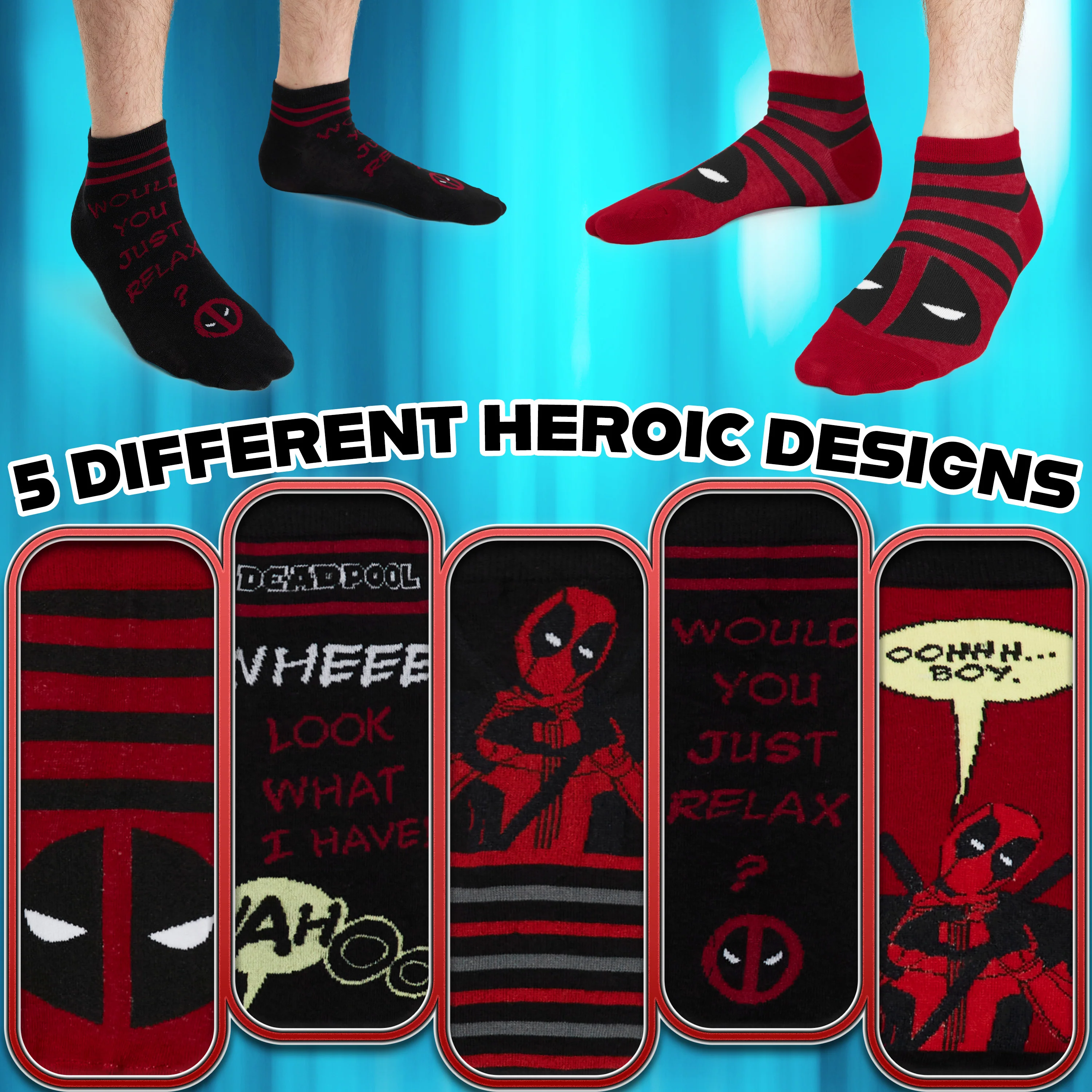 Marvel Mens Ankle Socks, Soft and Breathable Socks Pack of 5 - Gifts for Him - Image 5