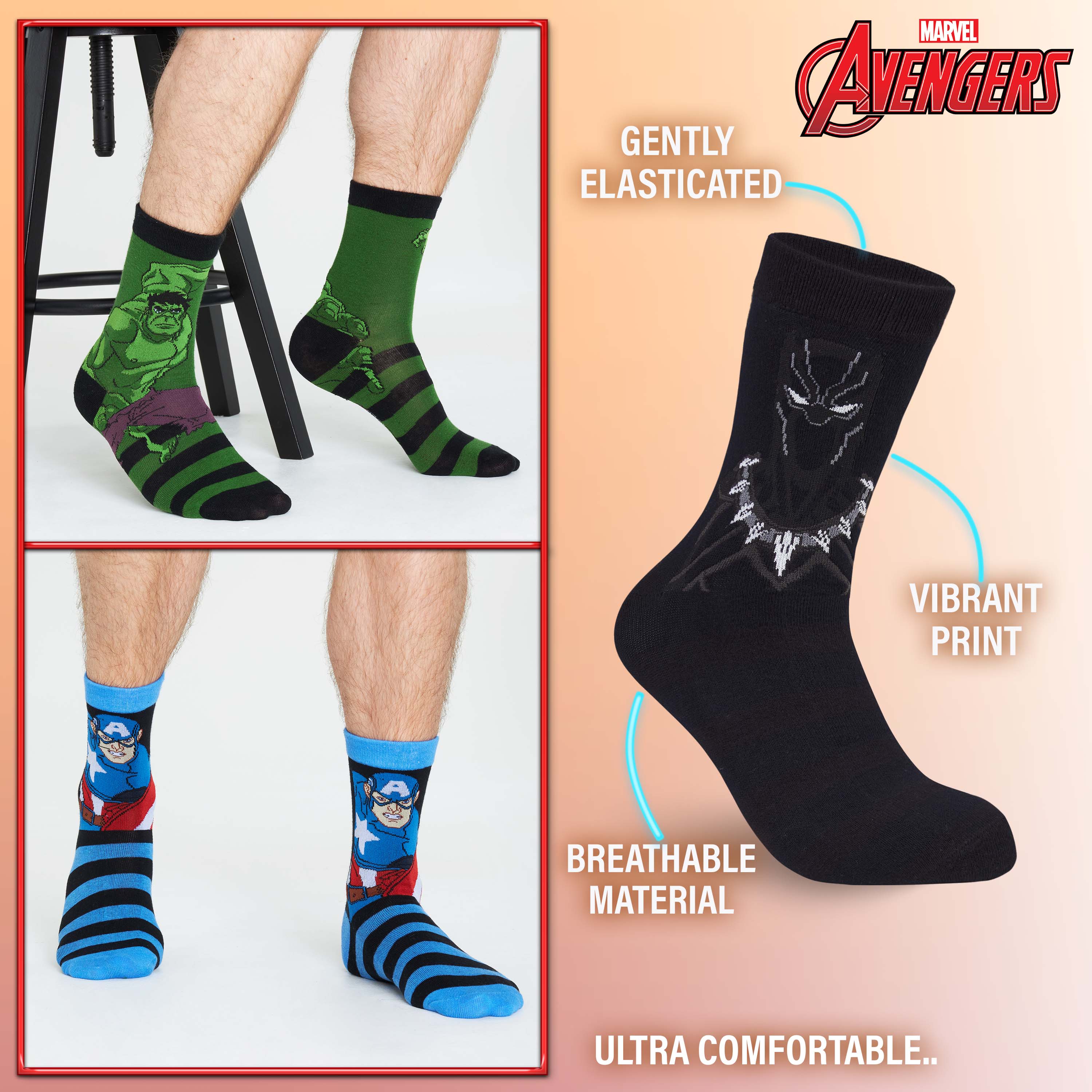 Marvel Mens Calf Socks, Soft Breathable Crew Socks Pack of 5 - Mens Gifts - Image 5