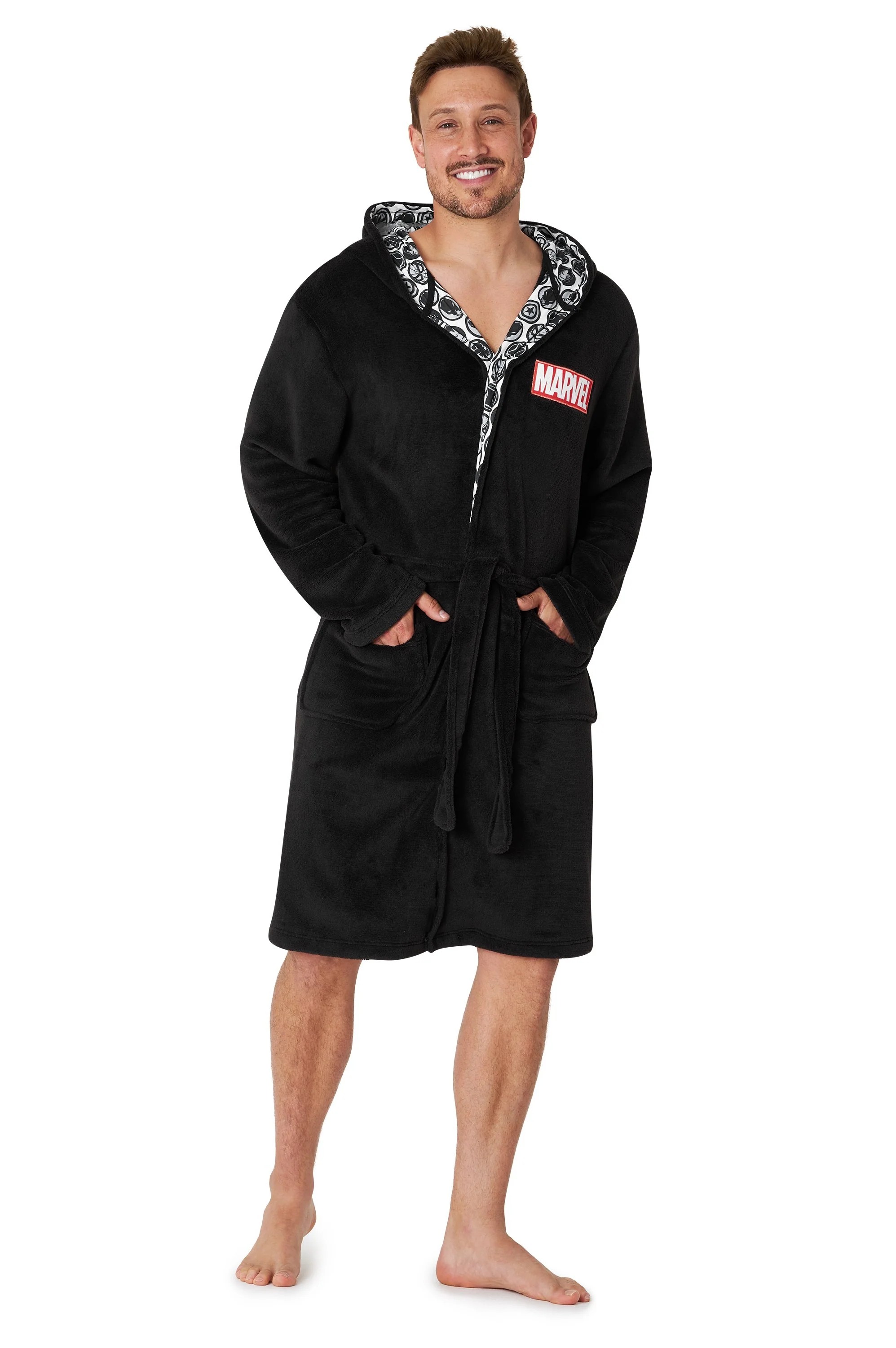 Marvel Mens Dressing Gowns, Fleece Dressing Gown Bathrobe S-3XL, gifts