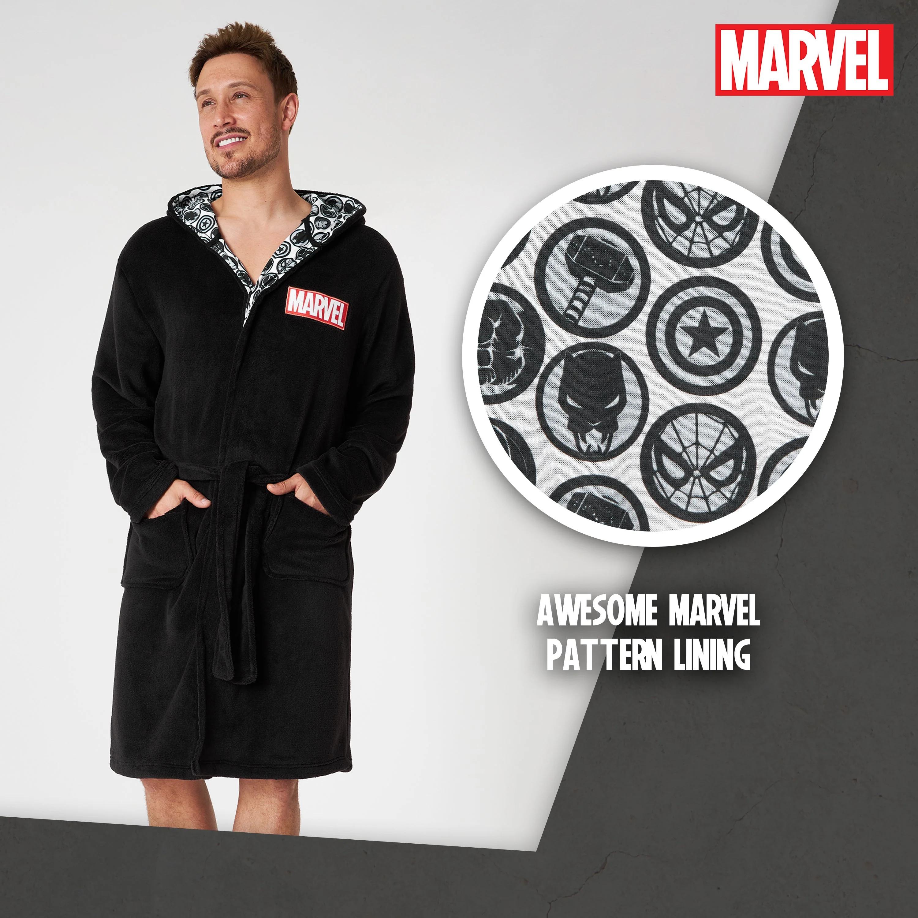 Marvel Mens Dressing Gowns, Fleece Dressing Gown Bathrobe S-3XL, gifts - Image 3