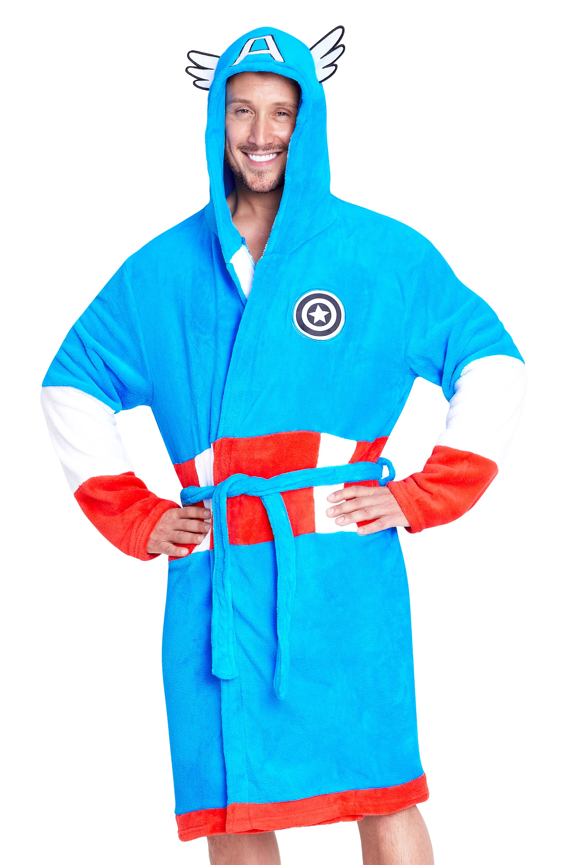 Marvel Mens Dressing Gowns with Hood, Super Soft Fleece Bathrobe Fluffy Dressing Gown