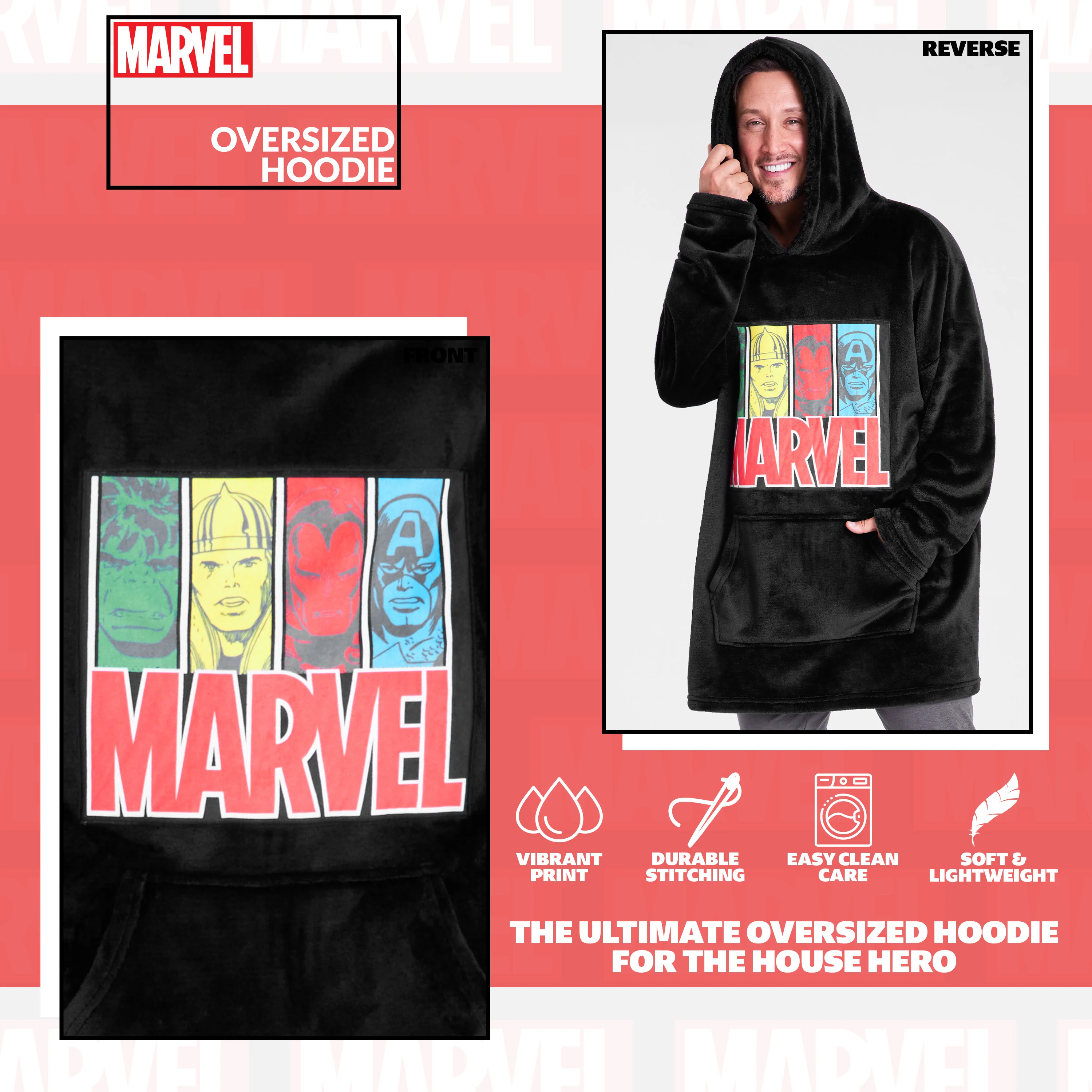 Marvel Mens Hoodies - Fleece Hoodie Blanket, Avengers Gifts for Men - Image 4