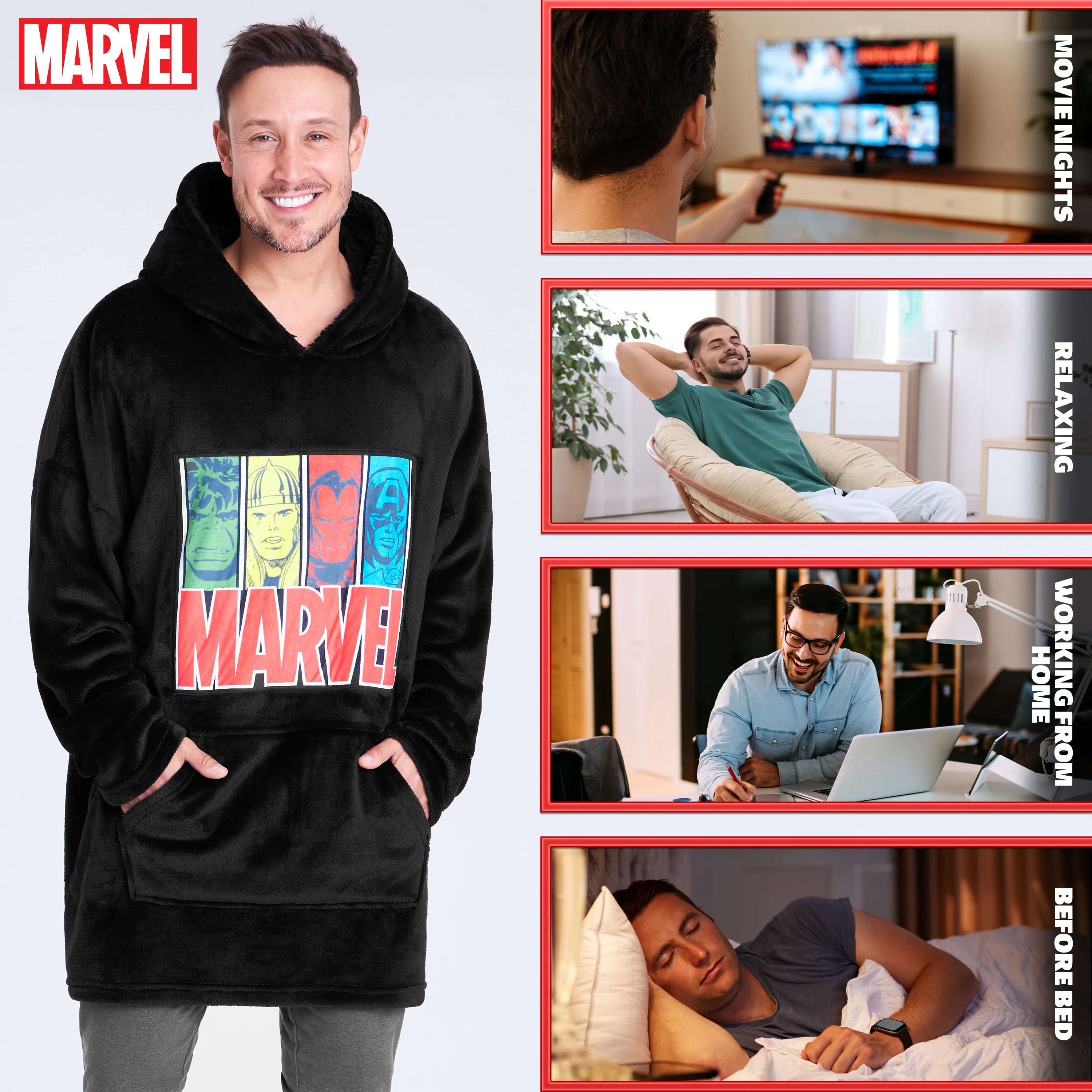 Marvel Mens Hoodies - Fleece Hoodie Blanket, Avengers Gifts for Men - Image 5