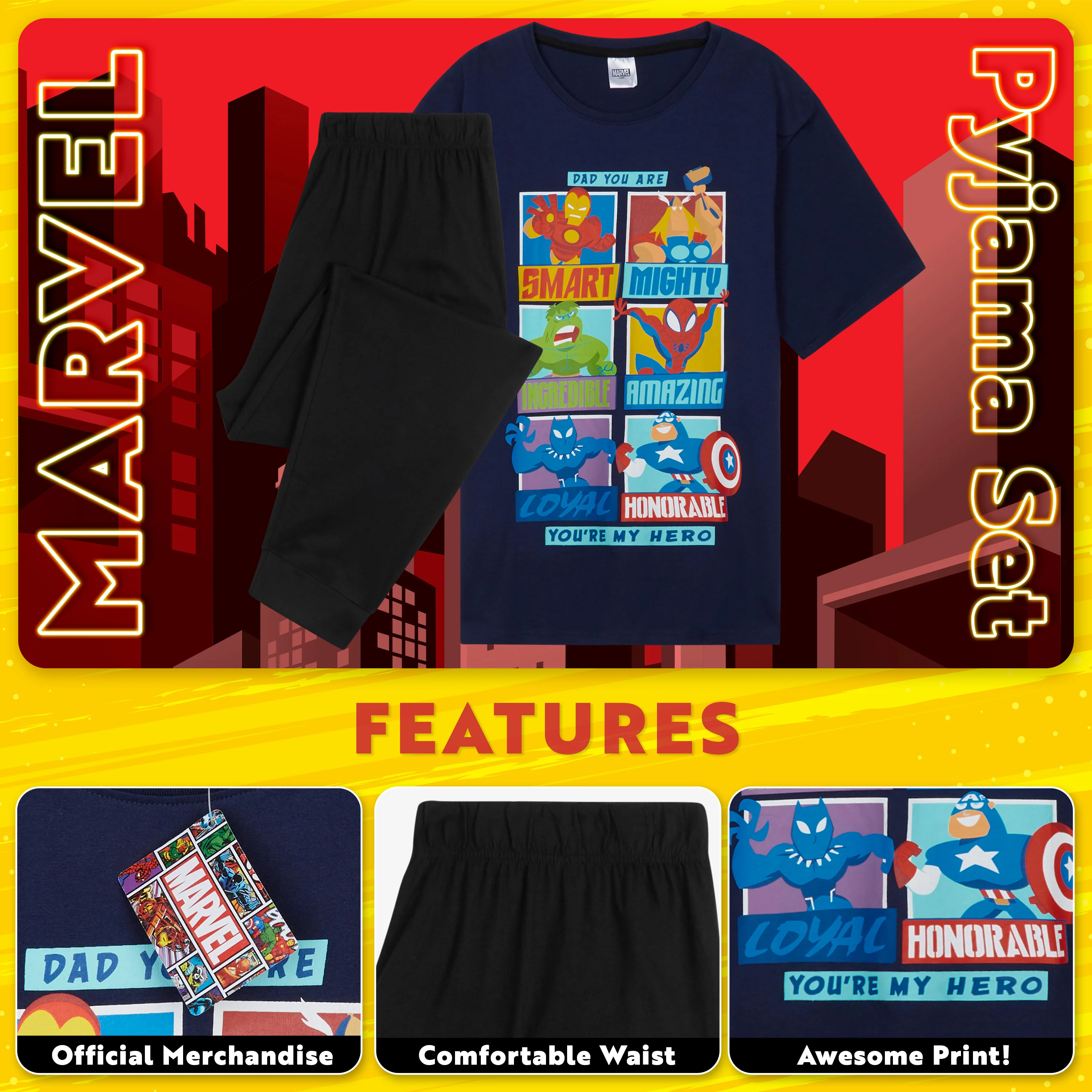 Marvel Mens Pyjamas Set - Comfy Cotton Loungewear for Dad - Image 3