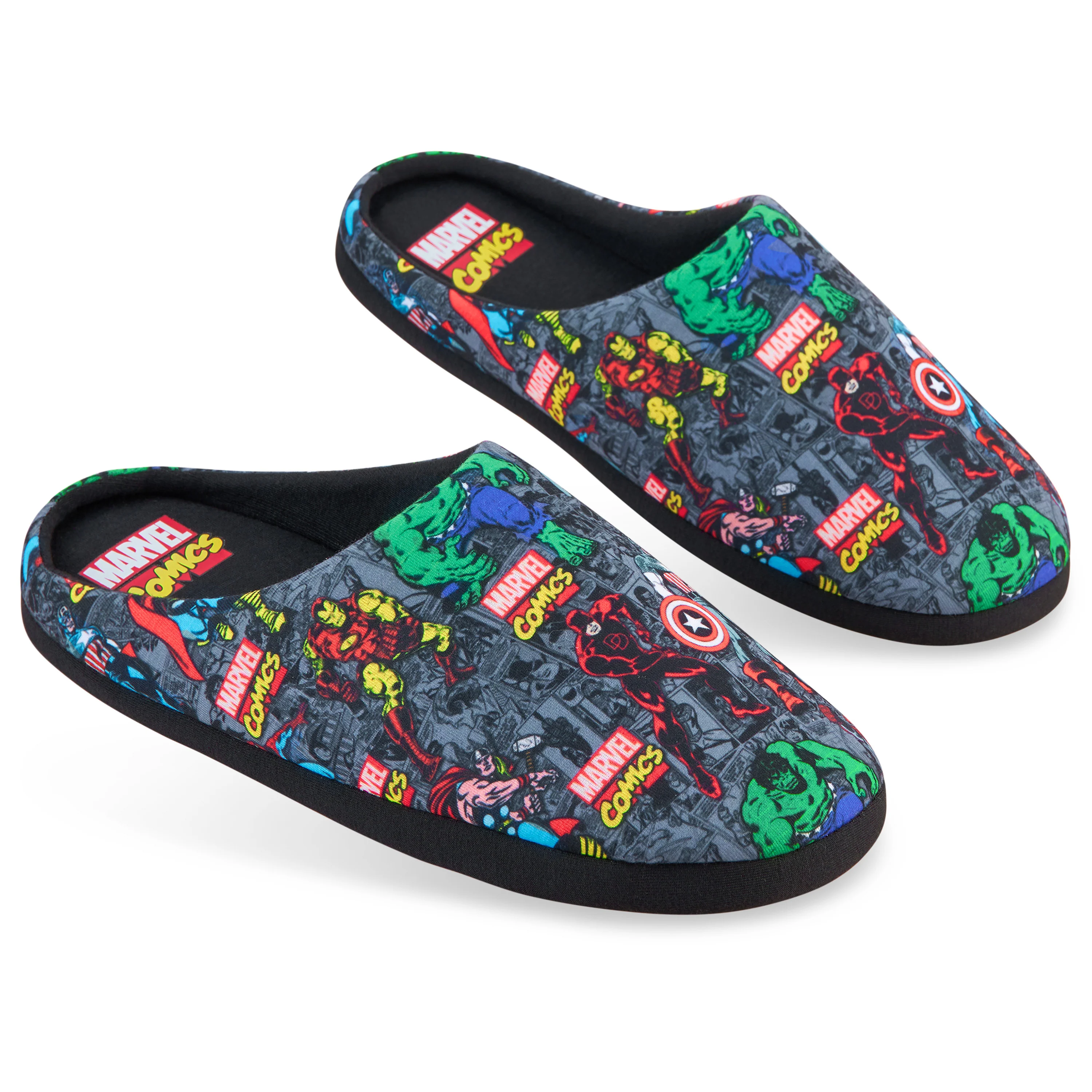 Marvel Mens Slippers - Multicolored Avengers Slippers for Men