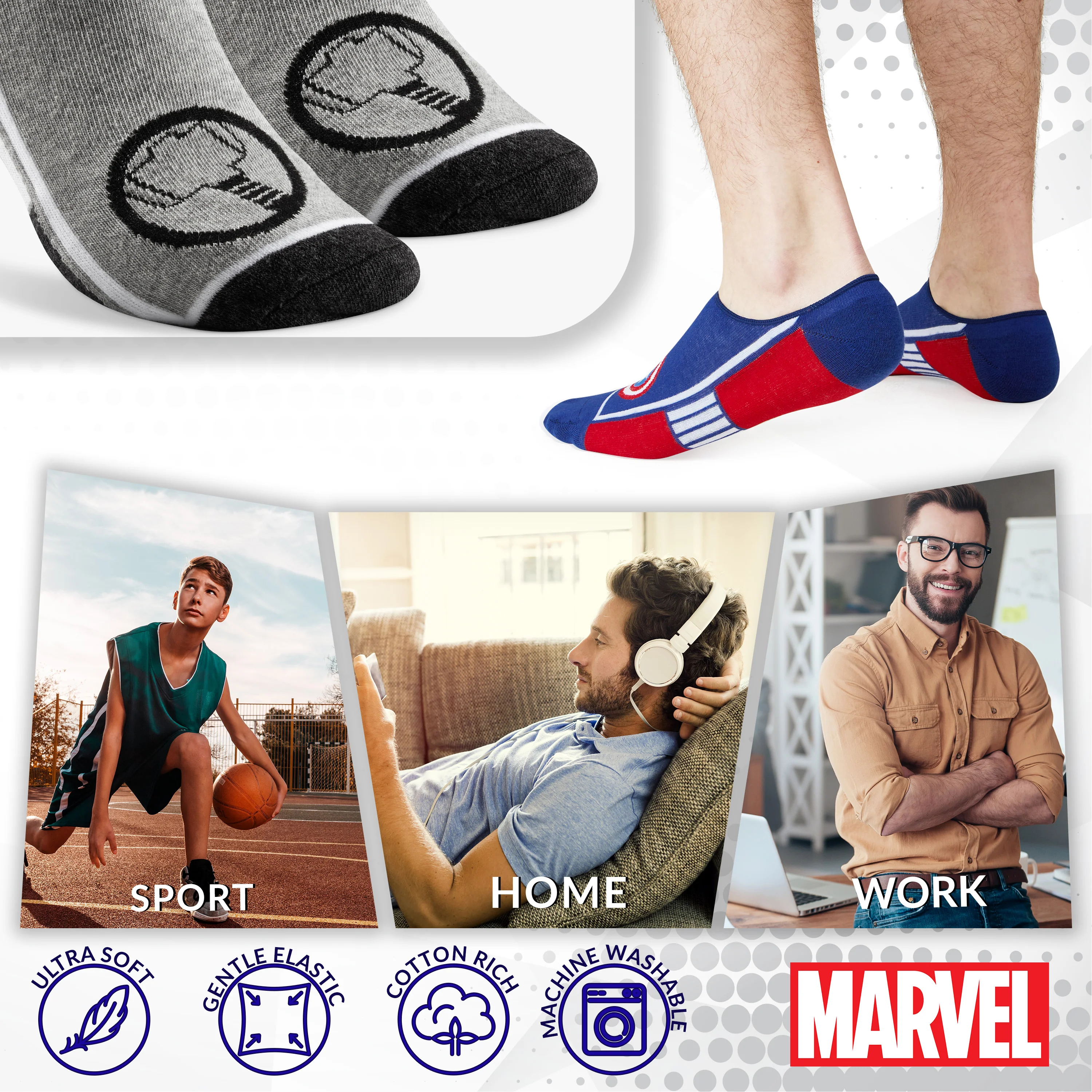 Marvel Mens Socks, Marvel No Show Socks for Men - Image 6