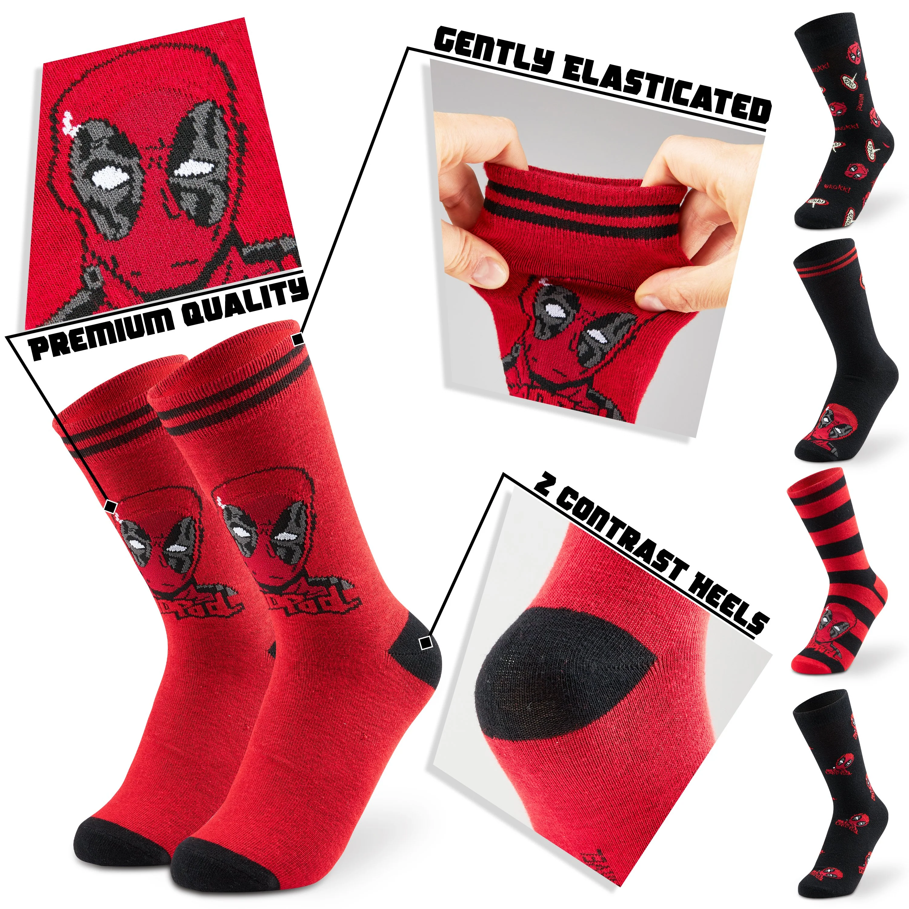 Marvel Mens Socks, Socks for Men Pack of 5, Deadpool Marvel Gifts - Image 7