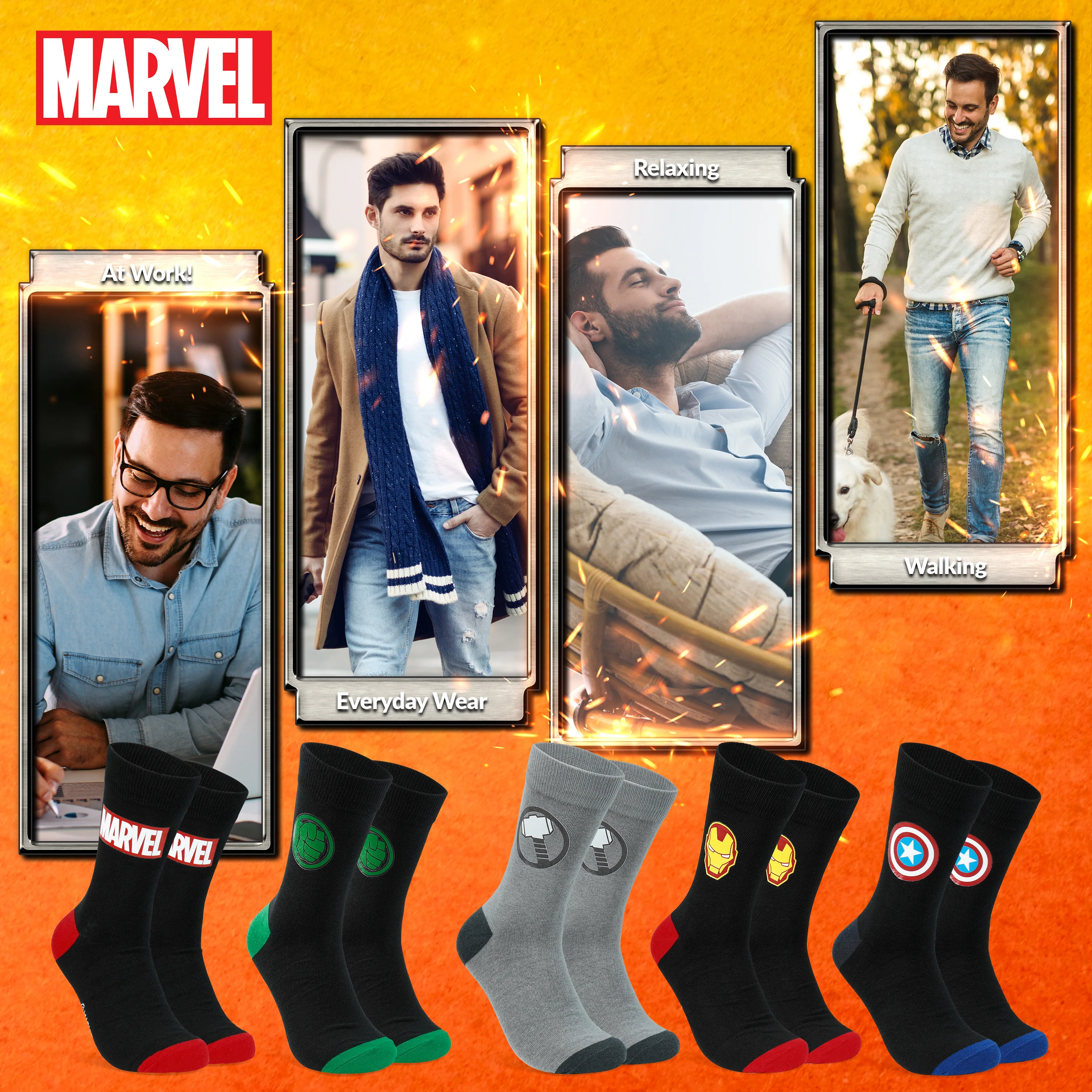 Marvel Mens Calf Socks, Soft Breathable Crew Socks Pack of 5 - Mens Gifts - Image 5