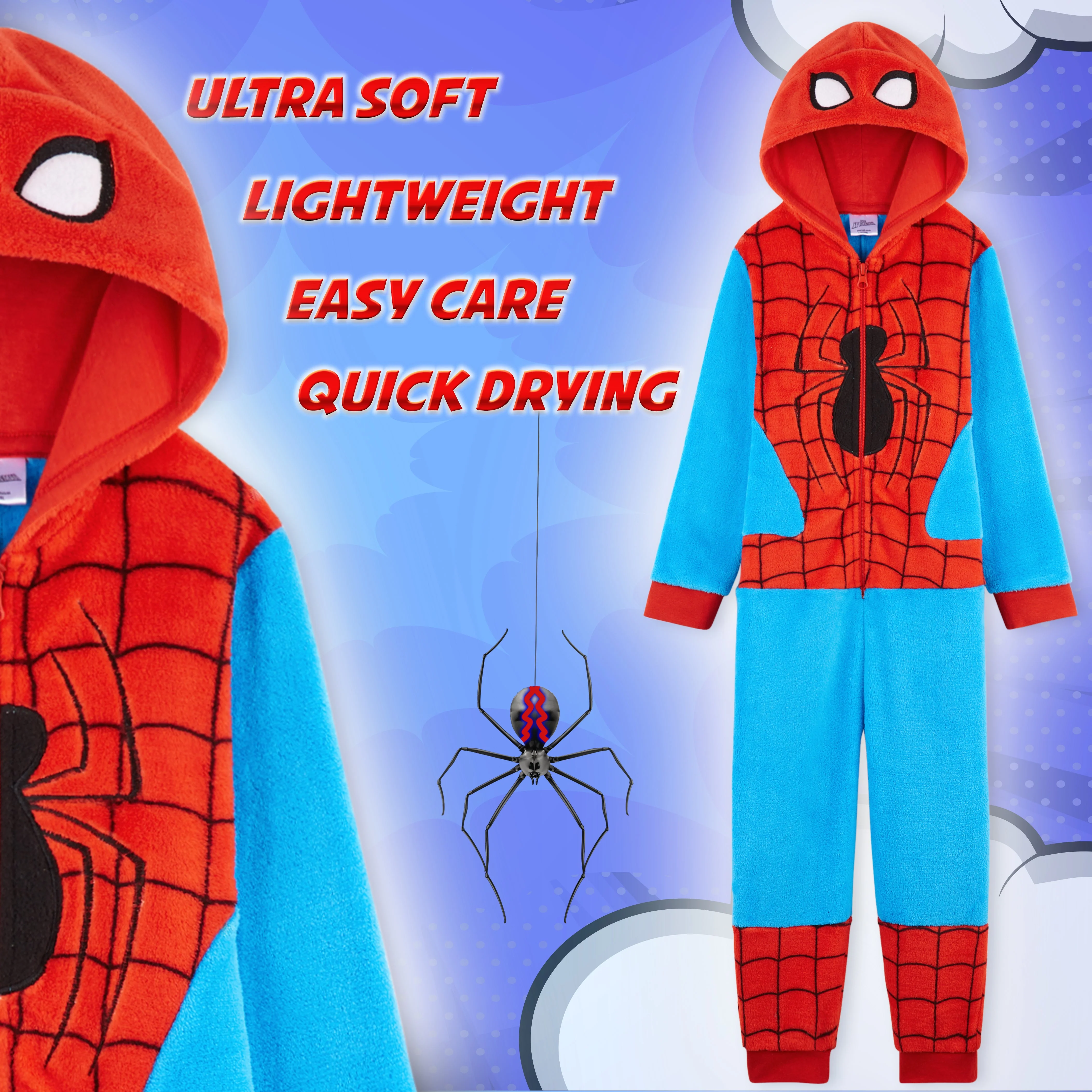 Marvel Onesies for Boys, Spiderman Onesie, Fleece Boys Pyjamas - Image 4