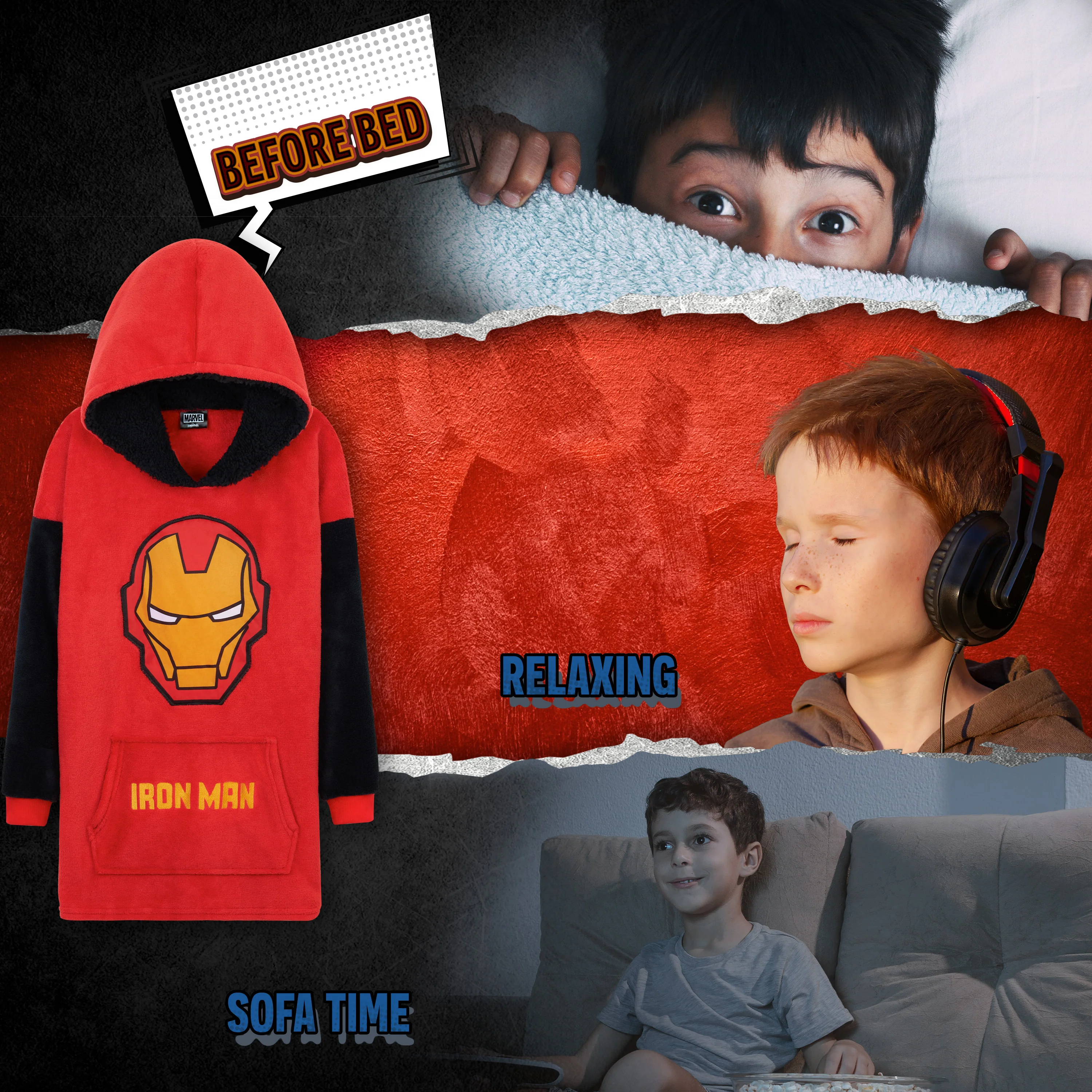 Marvel Oversized Blanket Hoodie Kids - Iron Man - Image 5