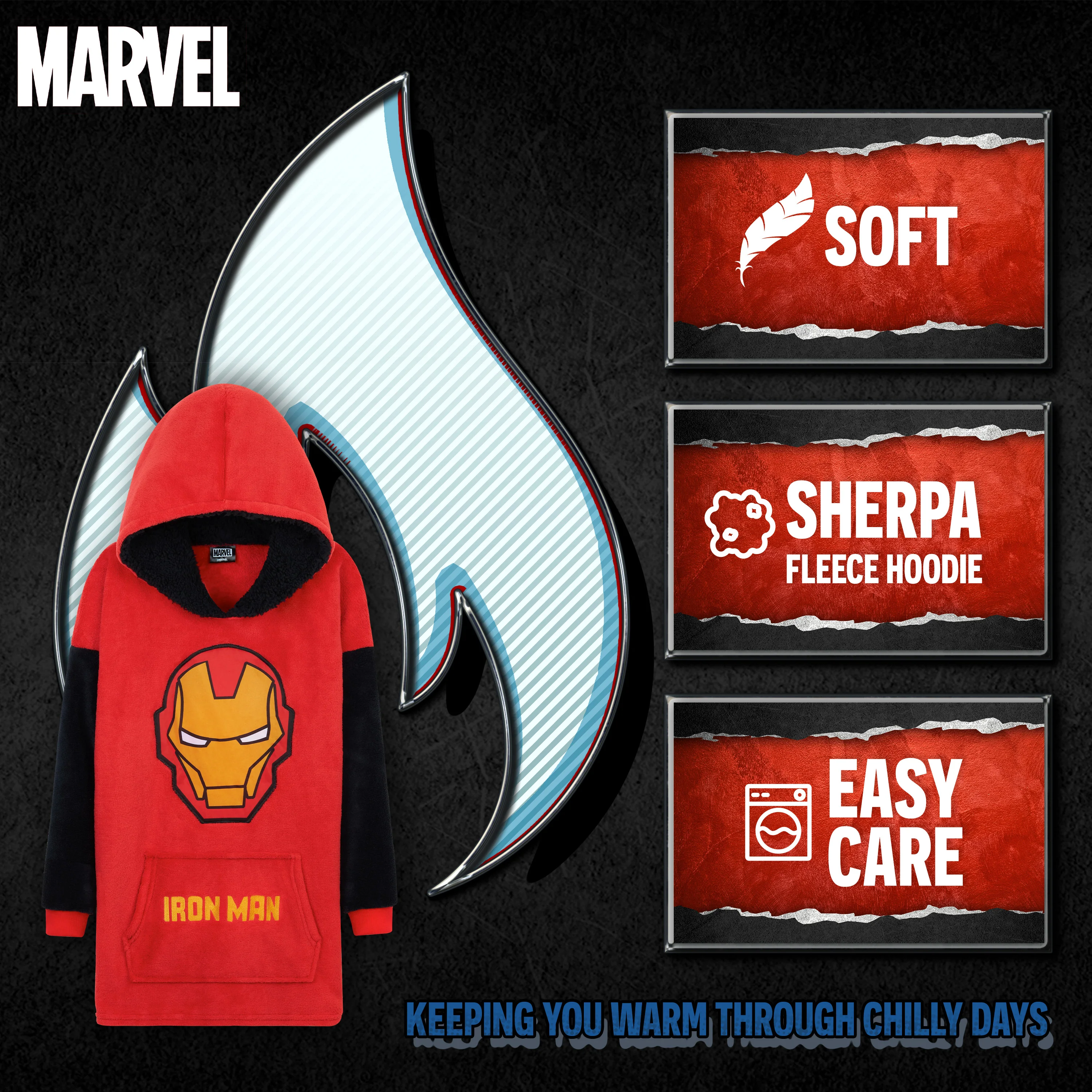 Marvel Oversized Blanket Hoodie Kids - Iron Man - Image 6
