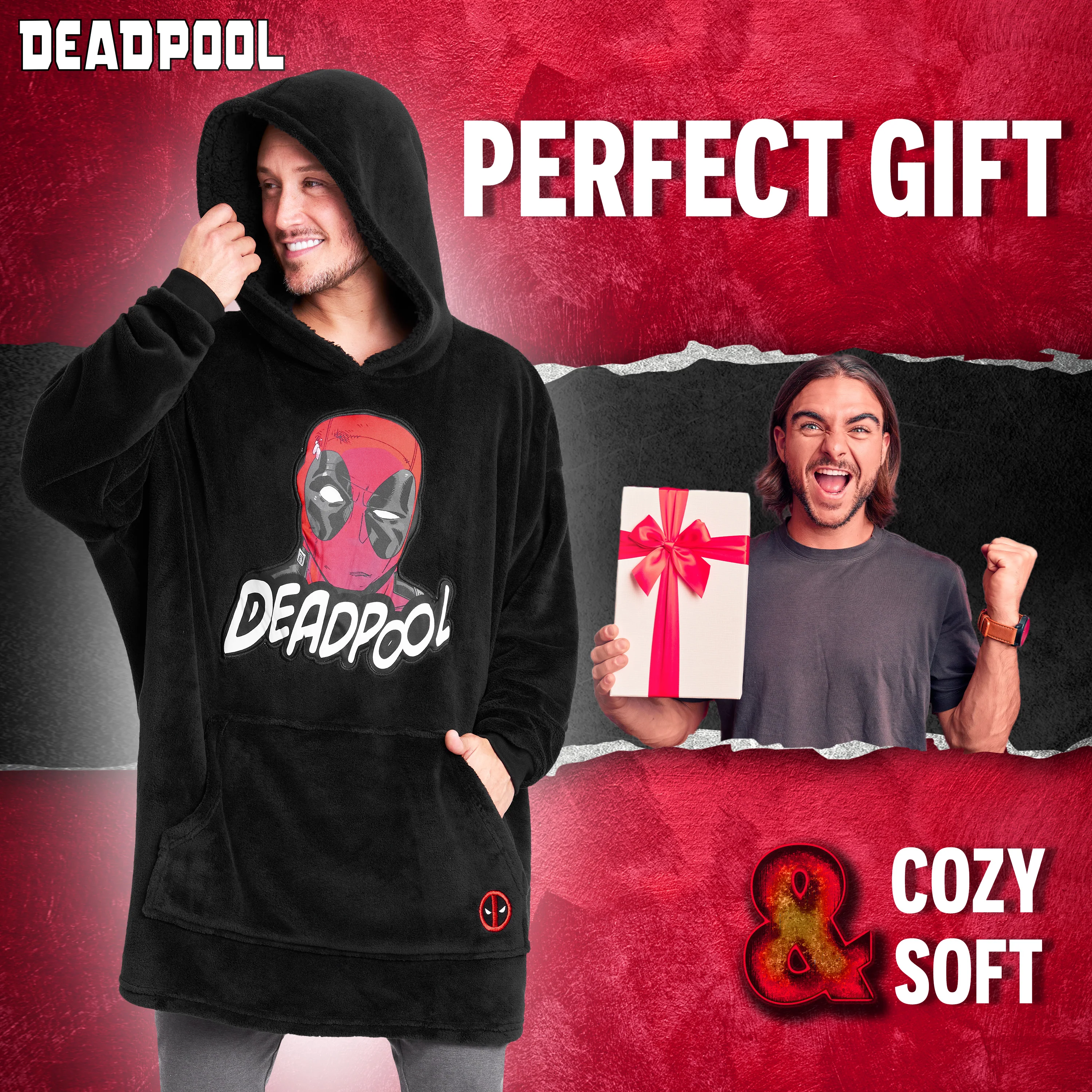 Marvel Oversized Hoodie Blanket for Men and Teenagers - Deadpool - Image 2