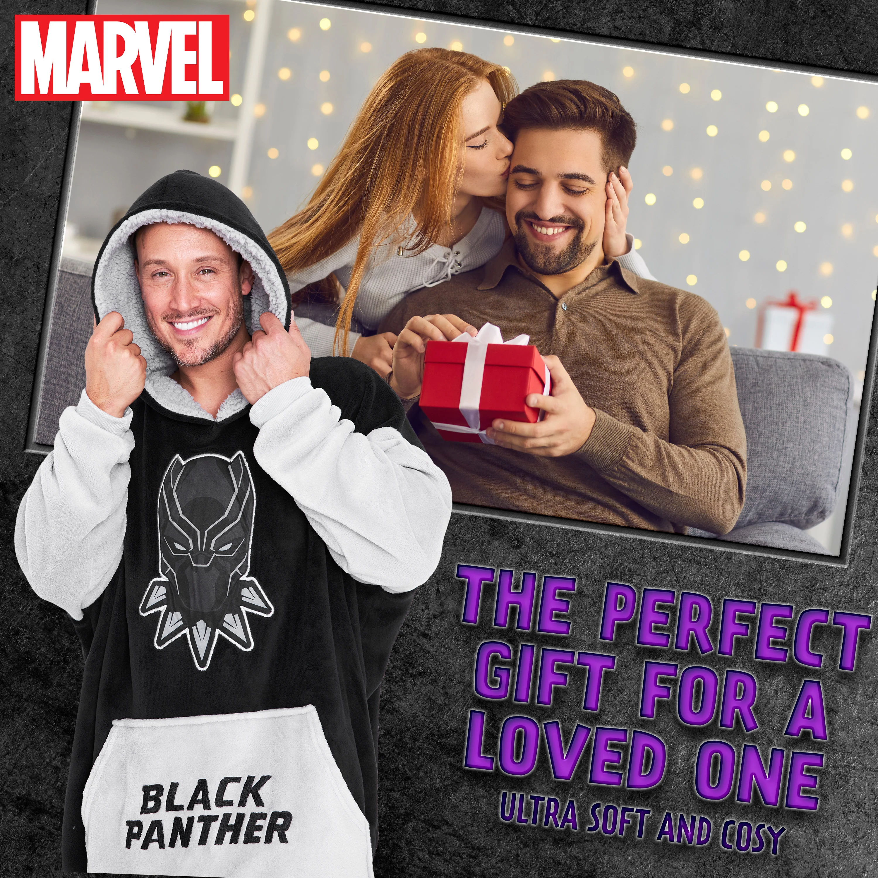 Marvel Oversized Hoodie Blanket for Men - BLACK PANTHER - Image 2