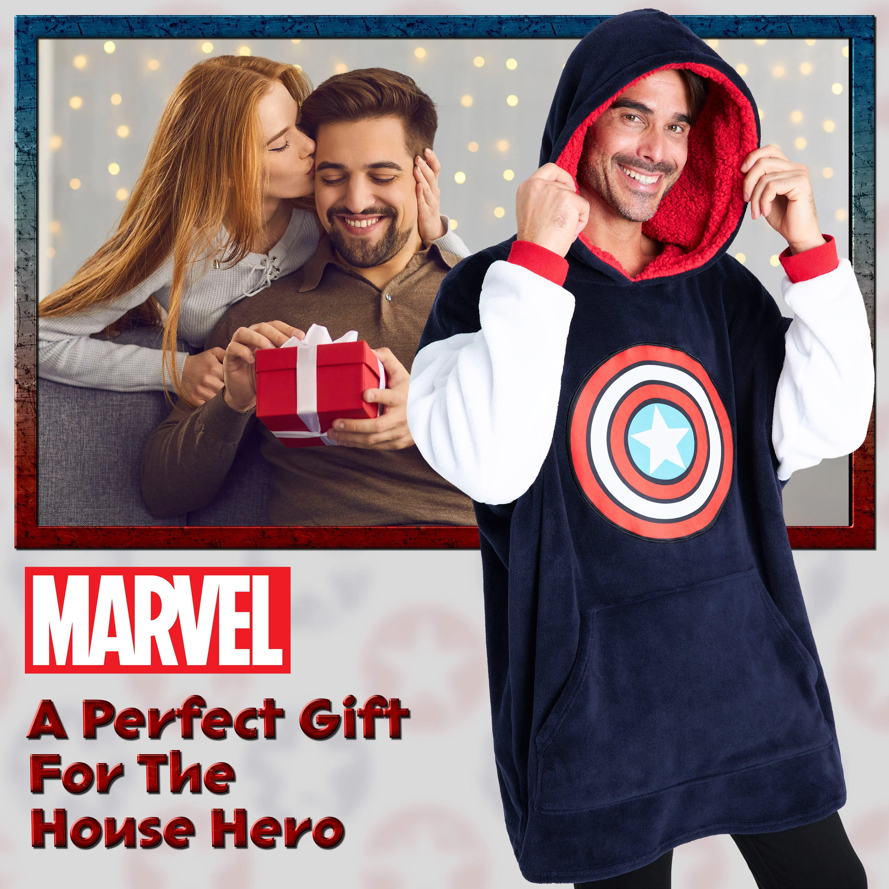 Marvel Oversized Hoodie Blanket for Men - Captain America - Image 3