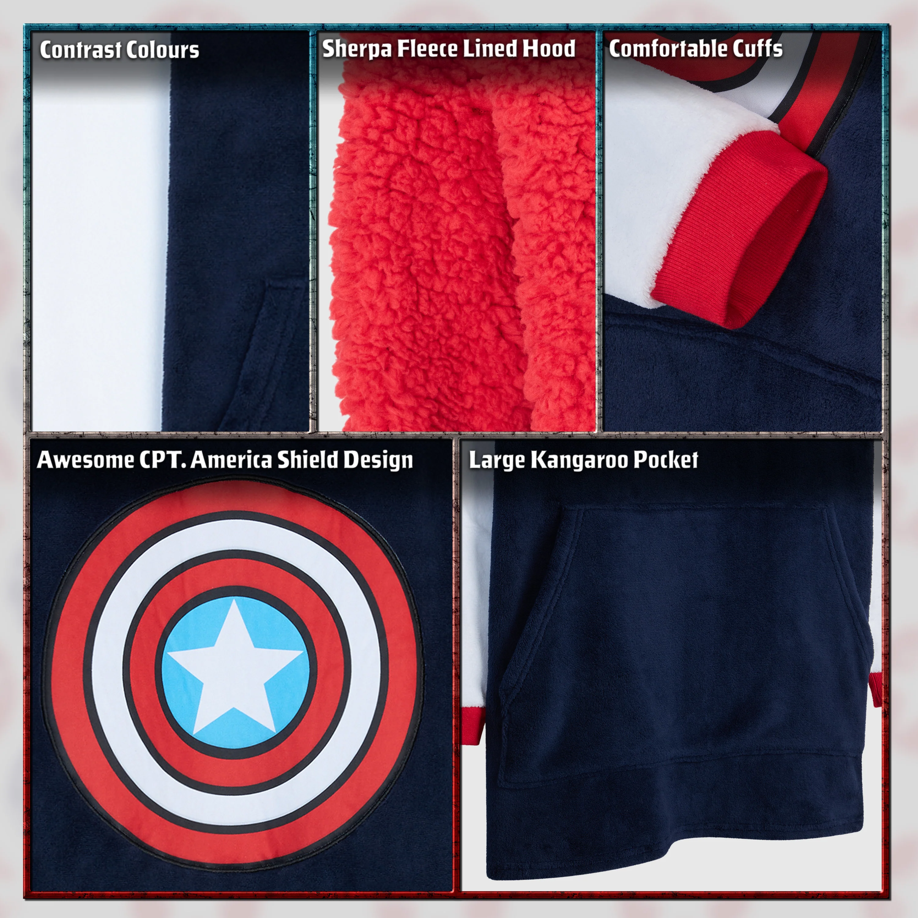 Marvel Oversized Hoodie Blanket for Men - Captain America - Image 5