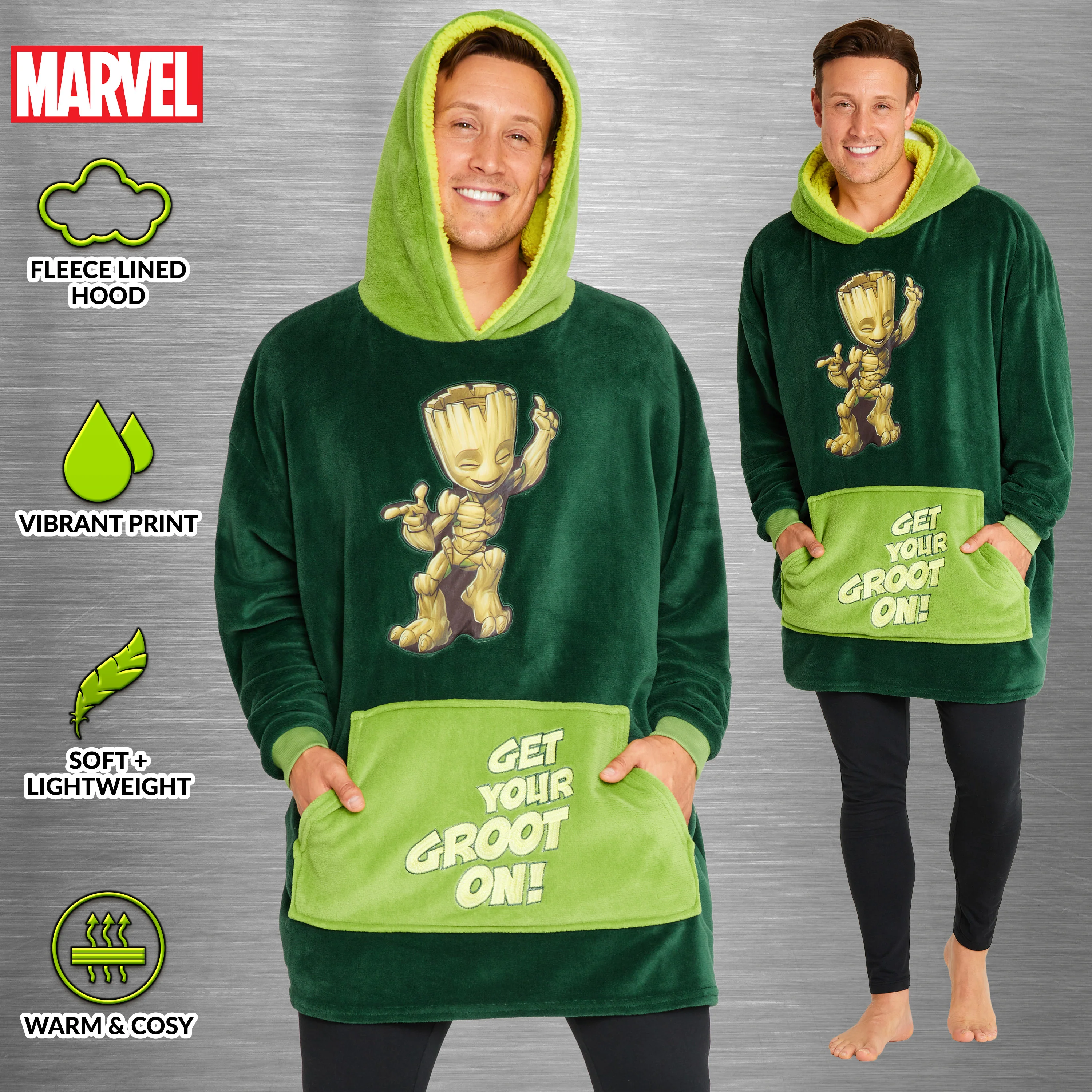 Marvel Oversized Hoodie Blanket for Men and Teenagers Avengers Black Panther Captain America Iron Man - Gifts for Men - Image 3