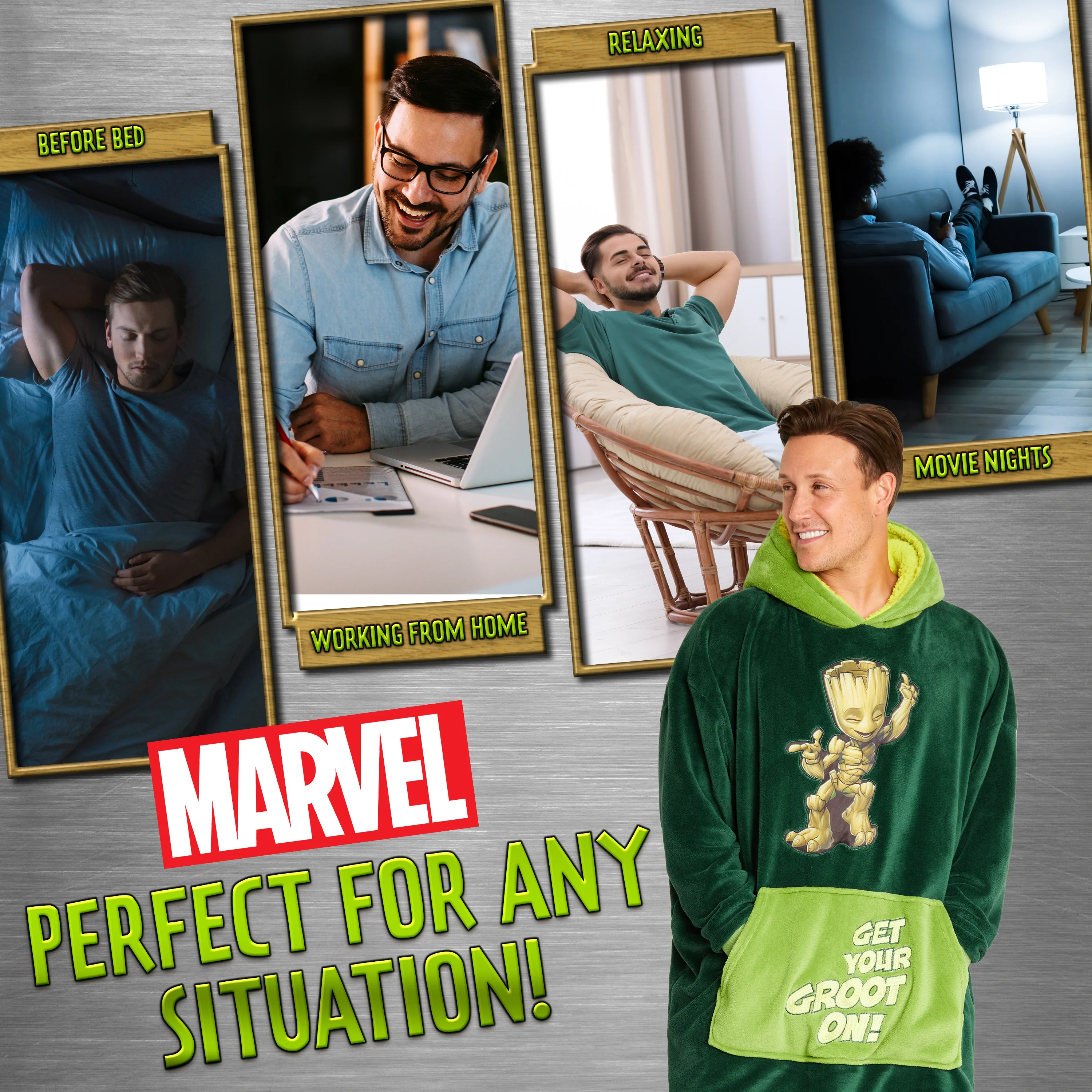 Marvel Oversized Hoodie Blanket for Men and Teenagers Avengers Black Panther Captain America Iron Man - Gifts for Men - Image 5