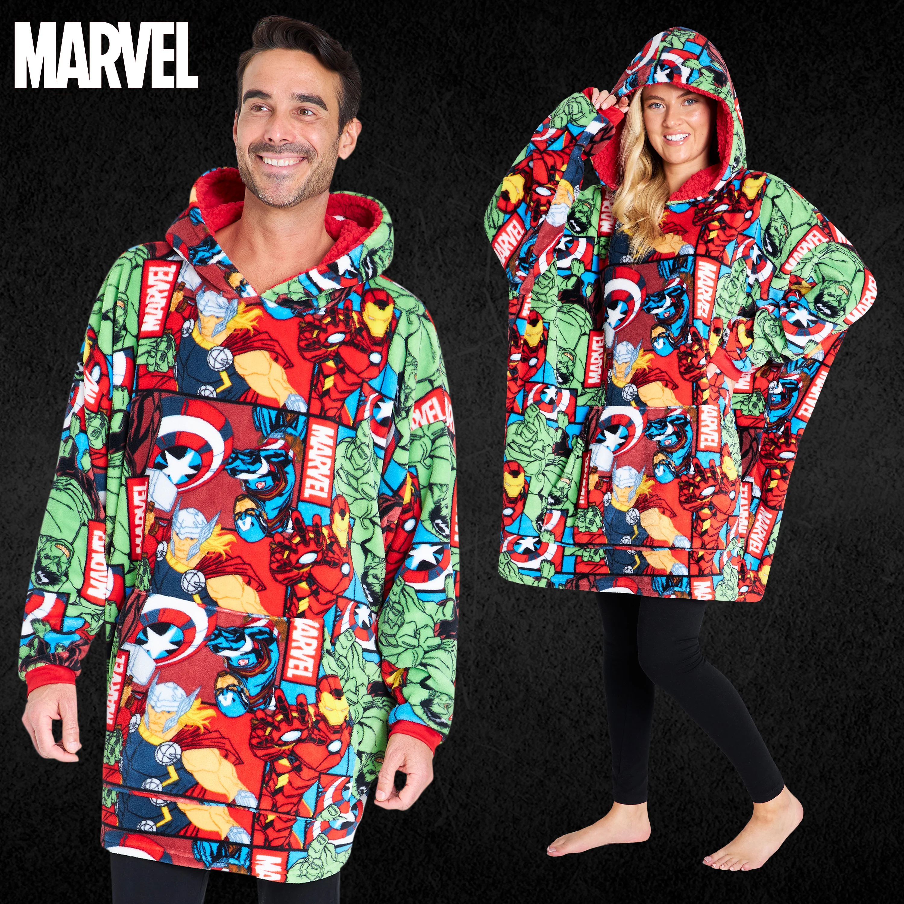 Marvel Oversized Hoodie Blanket for Men - Marvel AOP - Image 5