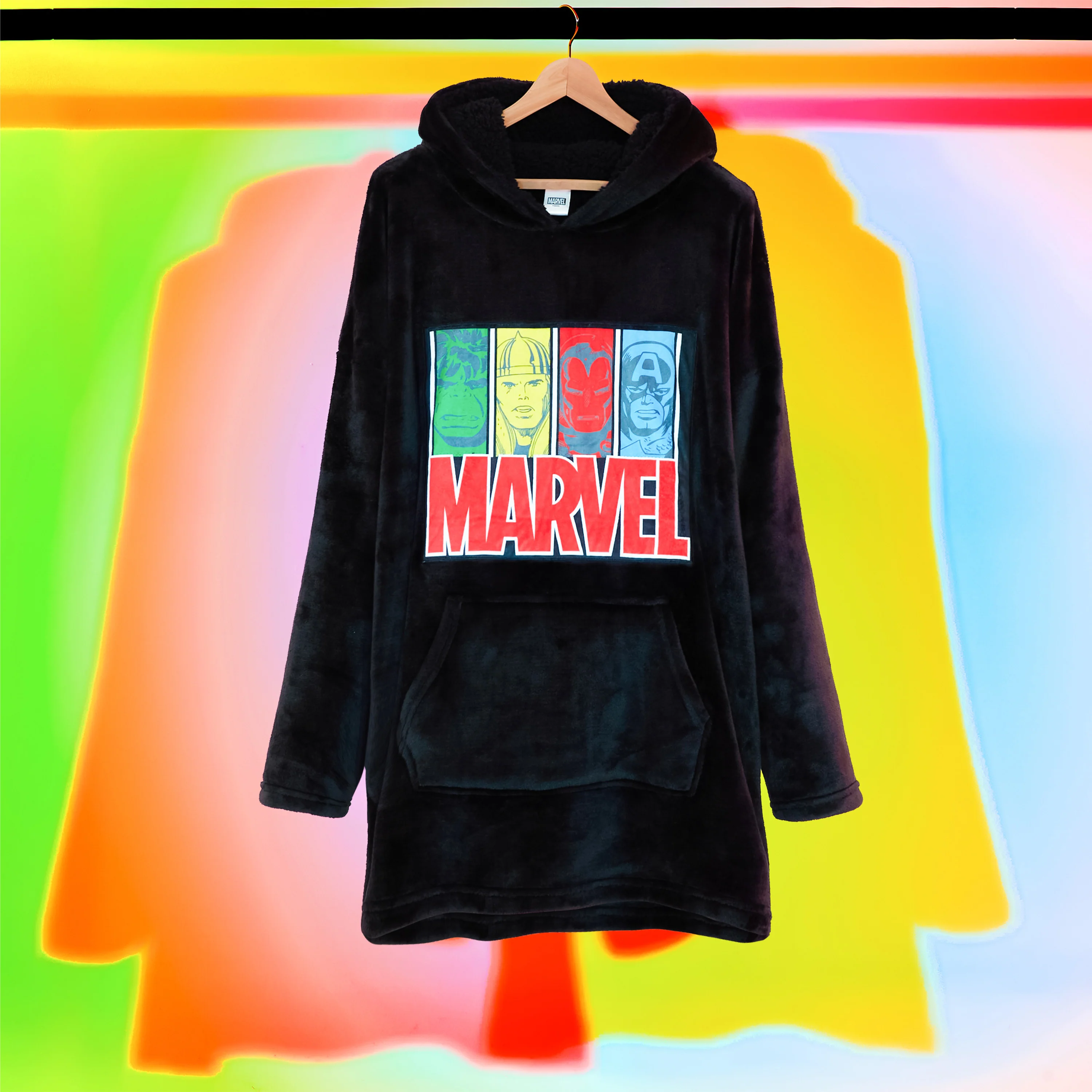 Marvel Oversized Hoodie Blanket for Kids, Black Panther Avengers Gifts for Boys - Image 3