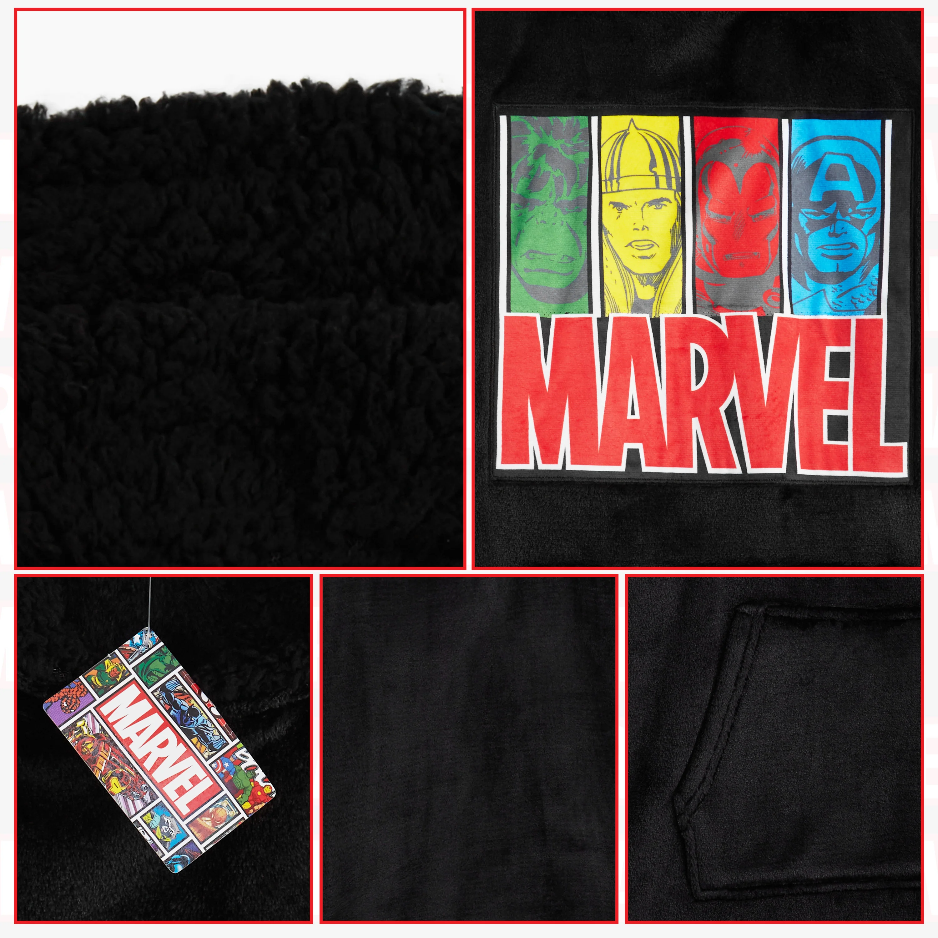 Marvel Oversized Hoodie Blanket for Kids, Black Panther Avengers Gifts for Boys - Image 6