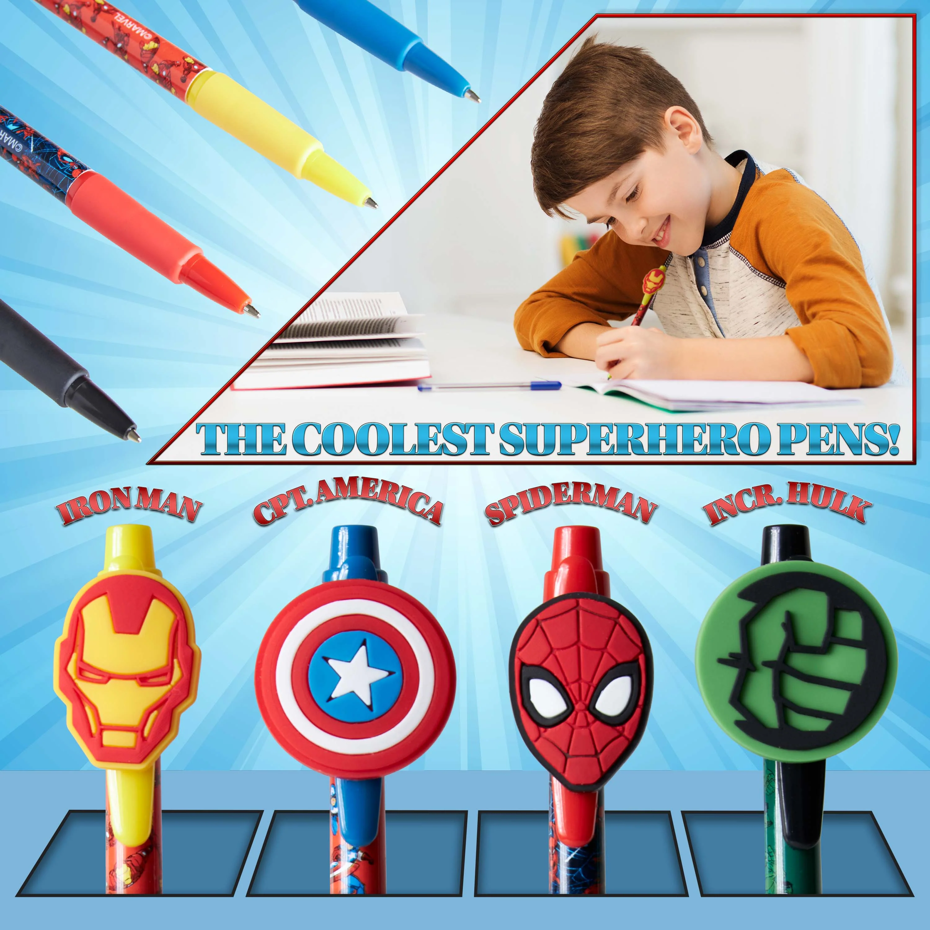 Marvel Pen Stationery Sets for Kids 4 Pack Avengers Pens - Image 6