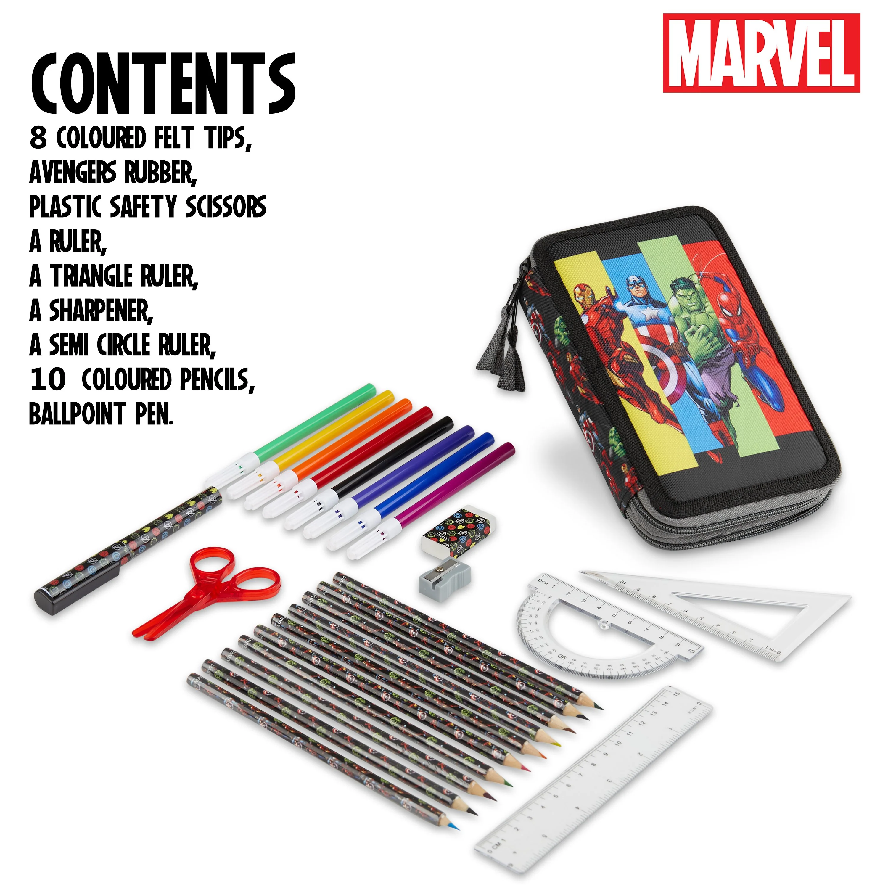 Marvel Pencil Case, Stationery Supplies Avengers Filled Pencil Case, School Supplies - Image 7