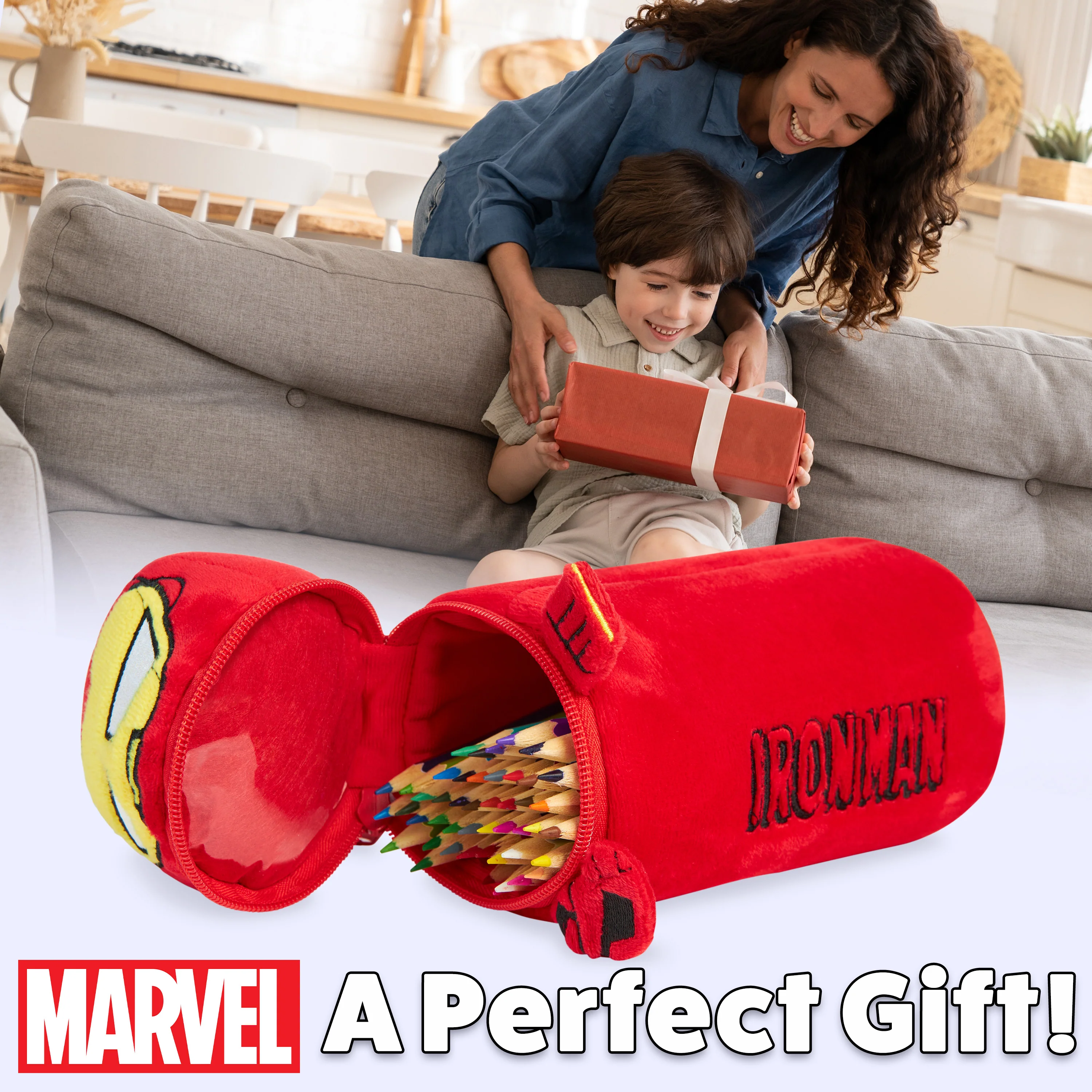 Marvel Pencil Case with 48 Colouring Pencils Included - Red Iron Man - Image 2