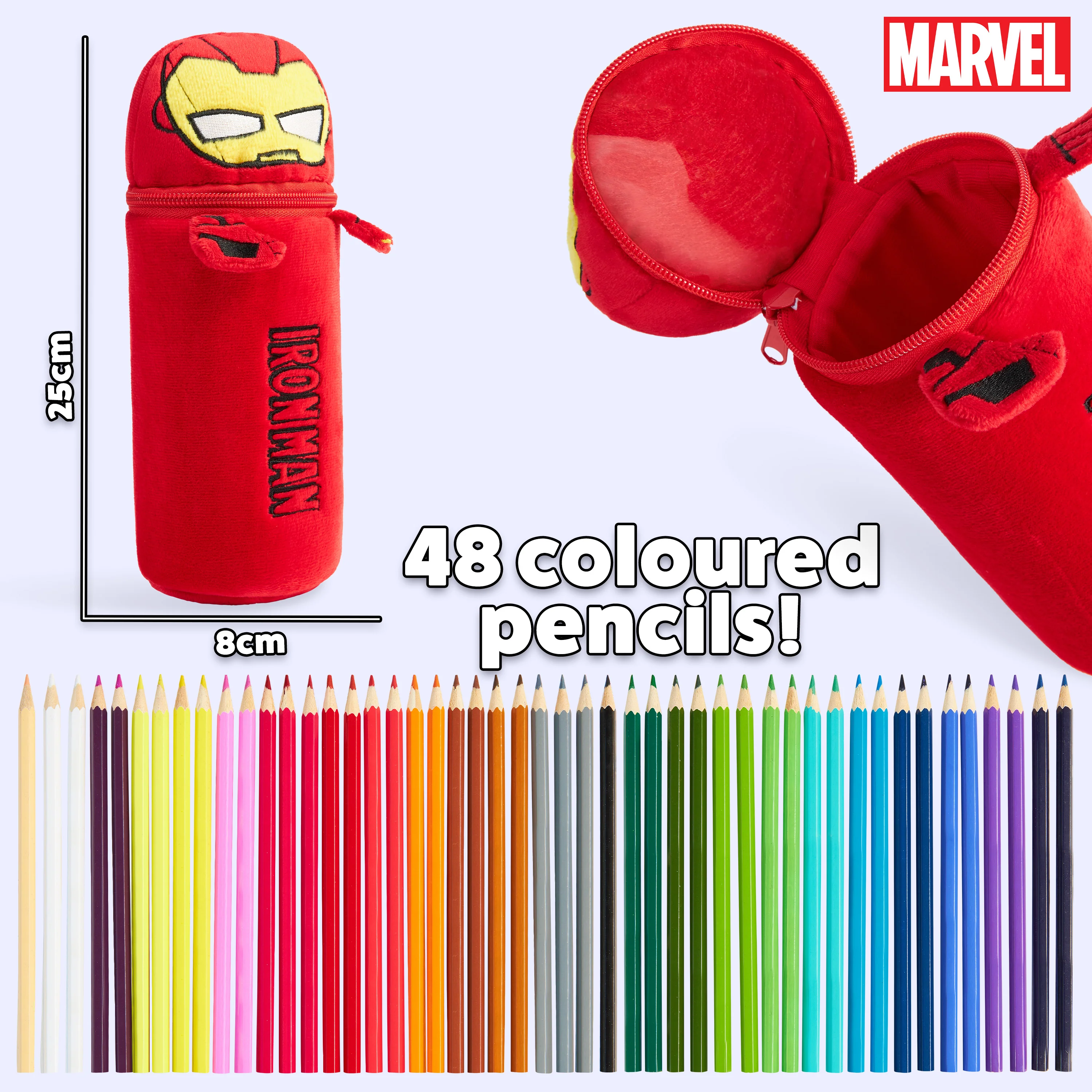 Marvel Pencil Case with 48 Colouring Pencils Included - Red Iron Man - Image 6