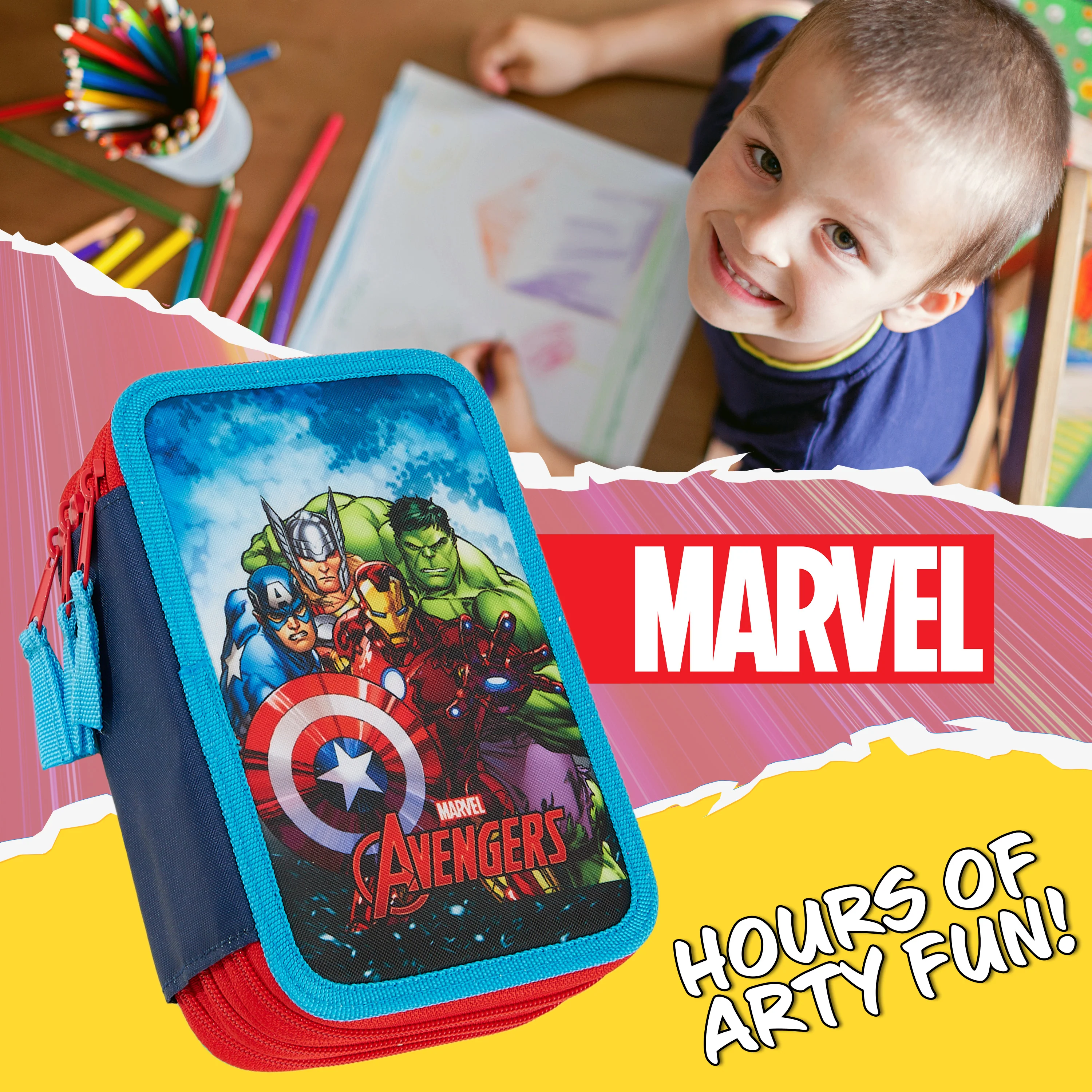 Marvel Pencil Case with Stationery Included, Marvel Stationery Set - Image 3