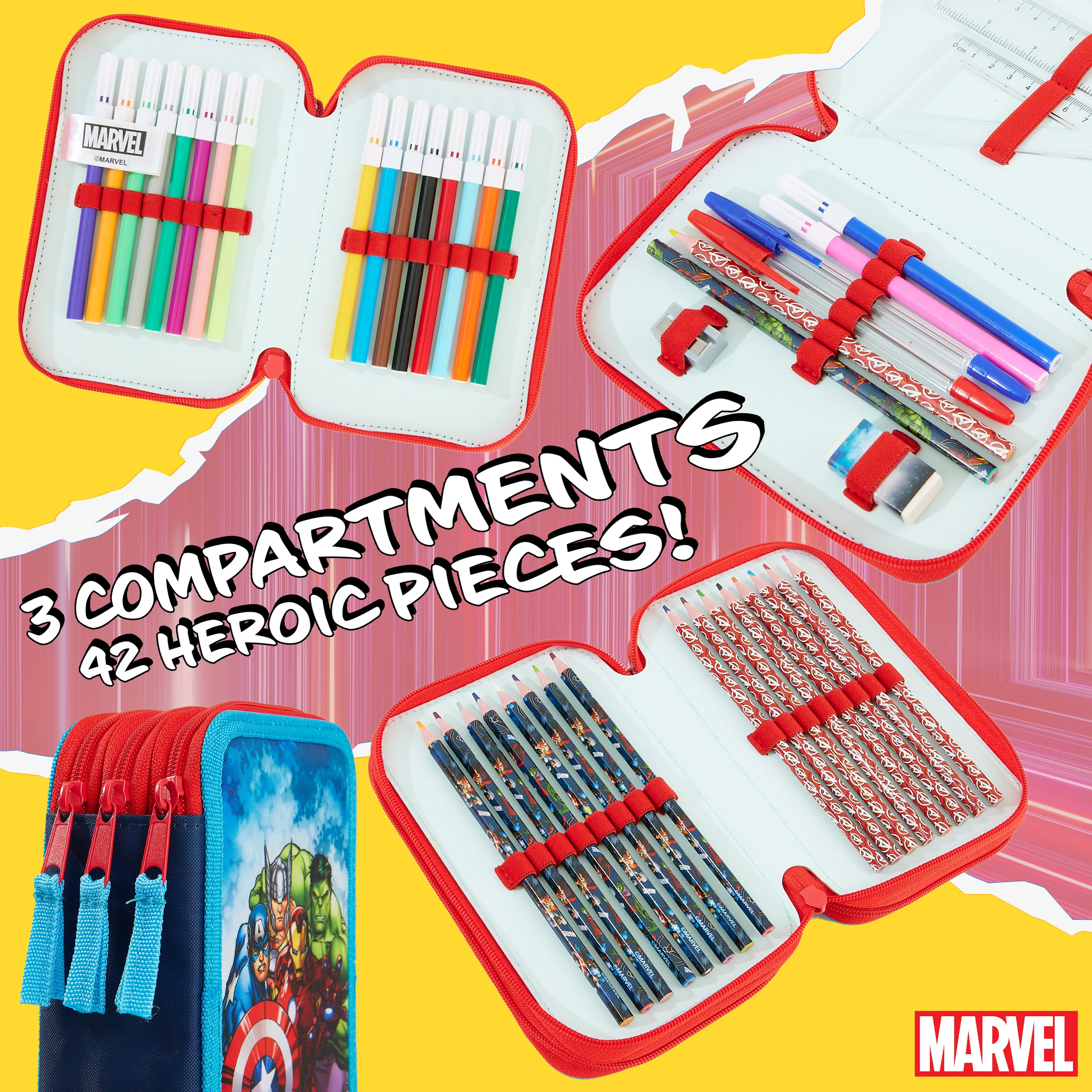 Marvel Pencil Case with Stationery Included, Marvel Stationery Set - Image 4