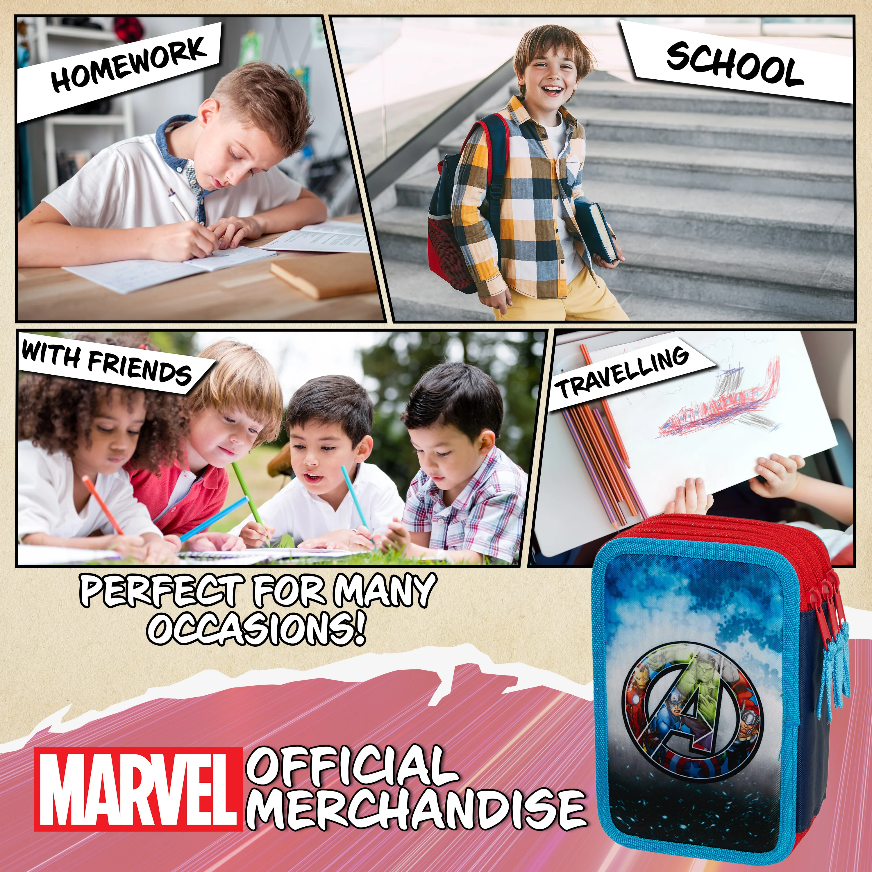 Marvel Pencil Case with Stationery Included, Marvel Stationery Set - Image 5