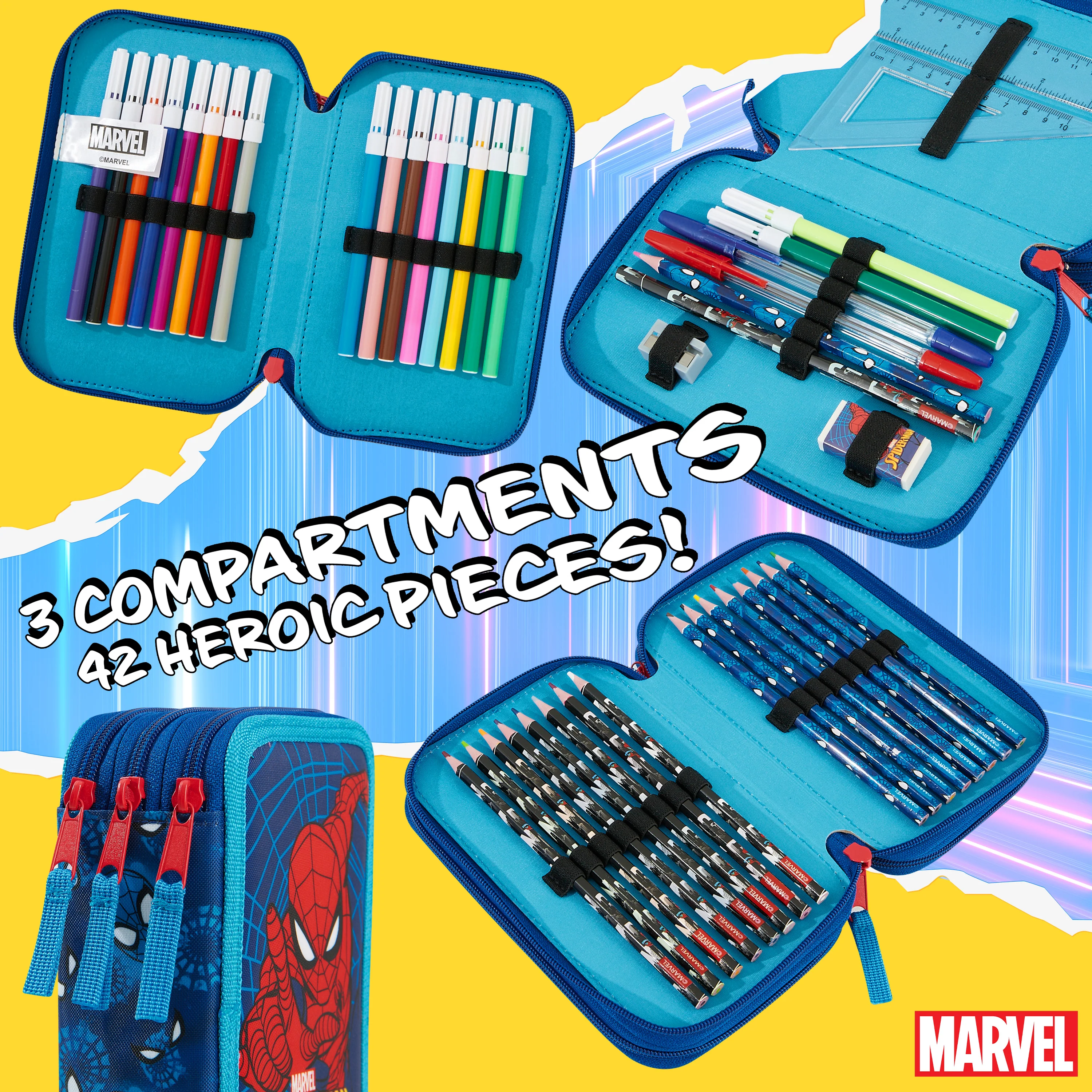 Marvel Pencil Case with Stationery, Spiderman Filled Pencil Case - Image 4
