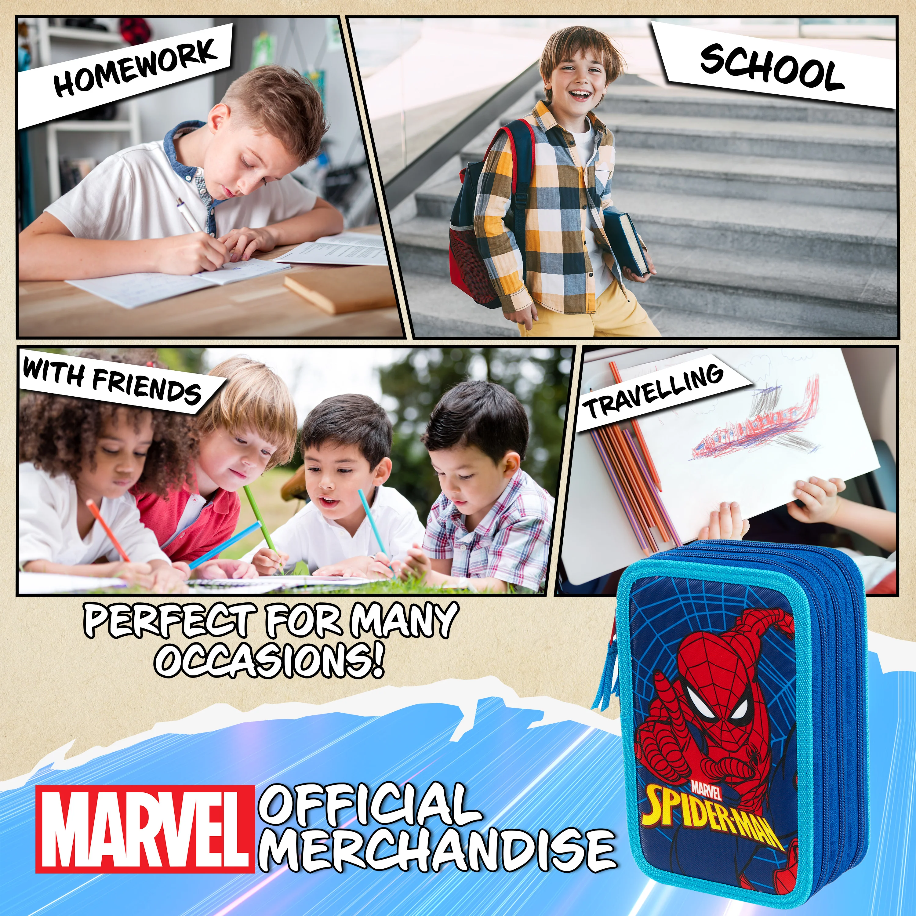 Marvel Pencil Case with Stationery, Spiderman Filled Pencil Case - Image 5