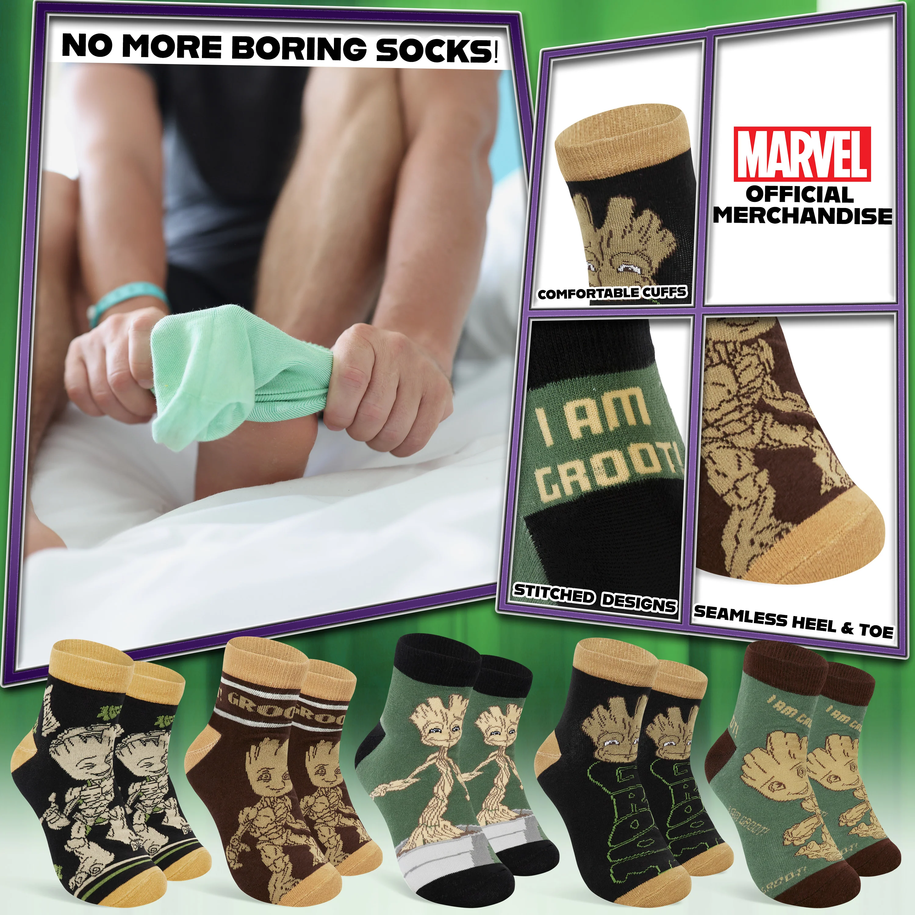 Marvel Socks for Men & Teens UK Size 6.5-10.5, 5 Pack Casual Ankle Sports Sock - Image 3