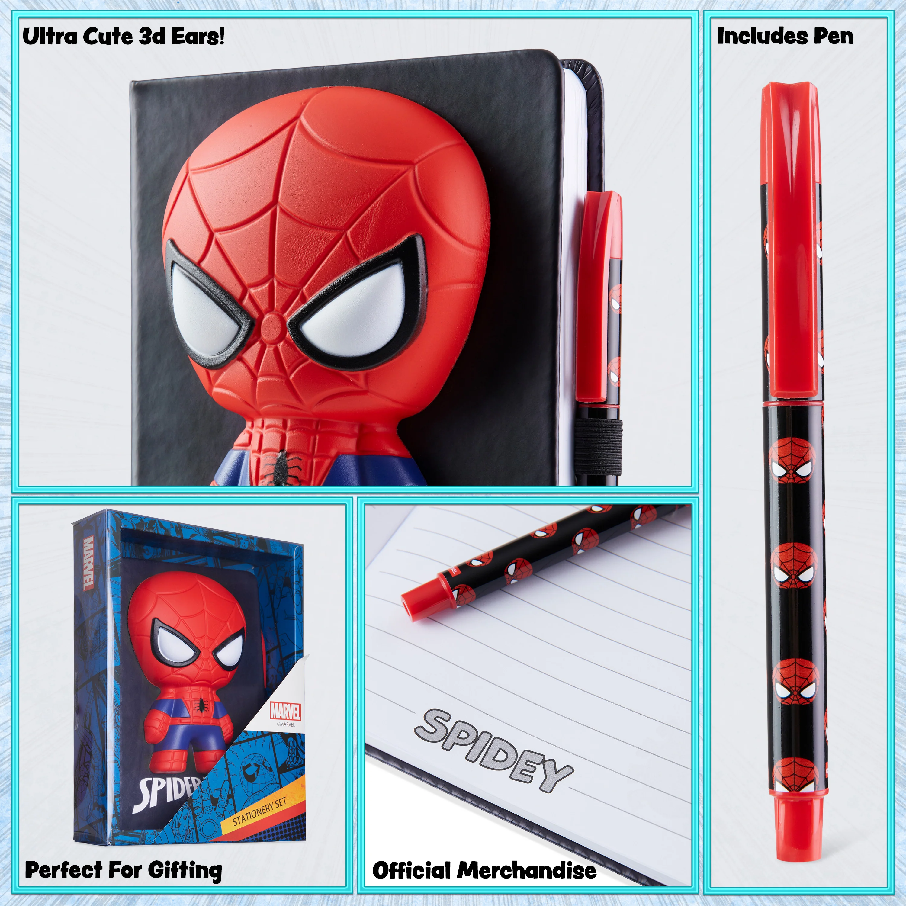Marvel Spiderman A5 Notebook and Pen Set, 3D Diary Stationery Set Kids Journal for Boys Kids Diaries Spiderman Toys - Image 6