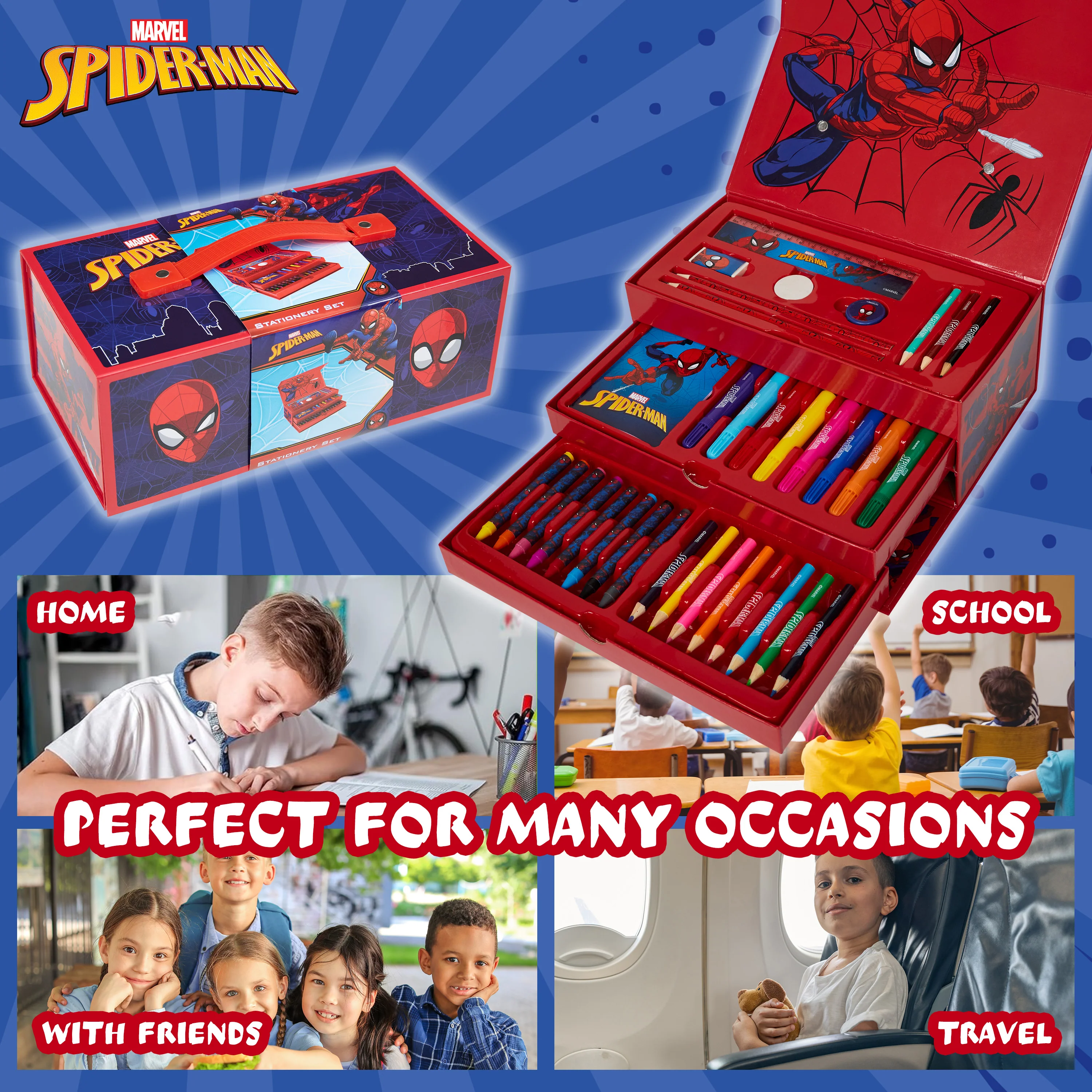 Marvel Spiderman Art Sets for Kids with Crayons, Markers & Colouring Pencils - Image 5