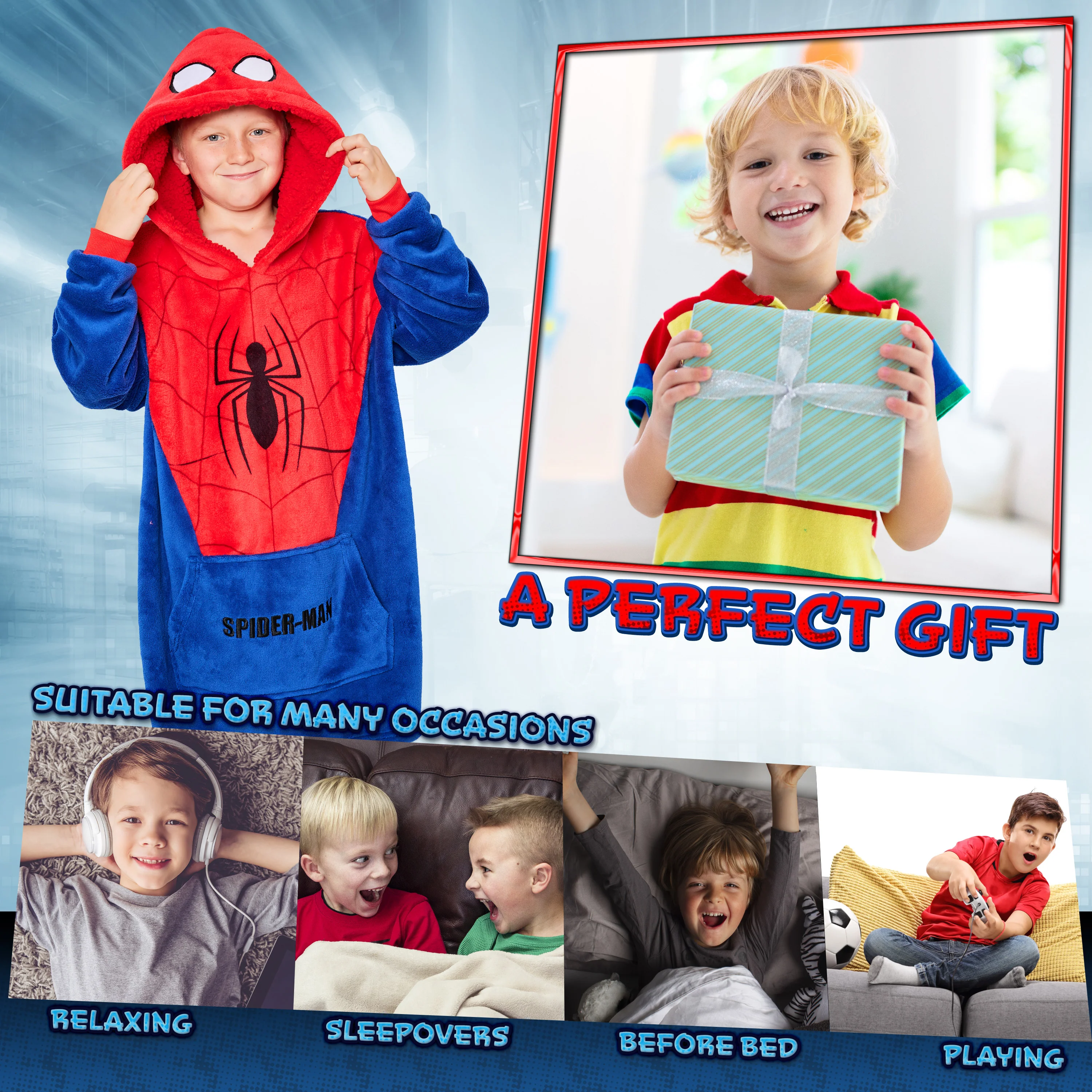 Marvel Spiderman Blanket Hoodie for and - Boys - Image 3