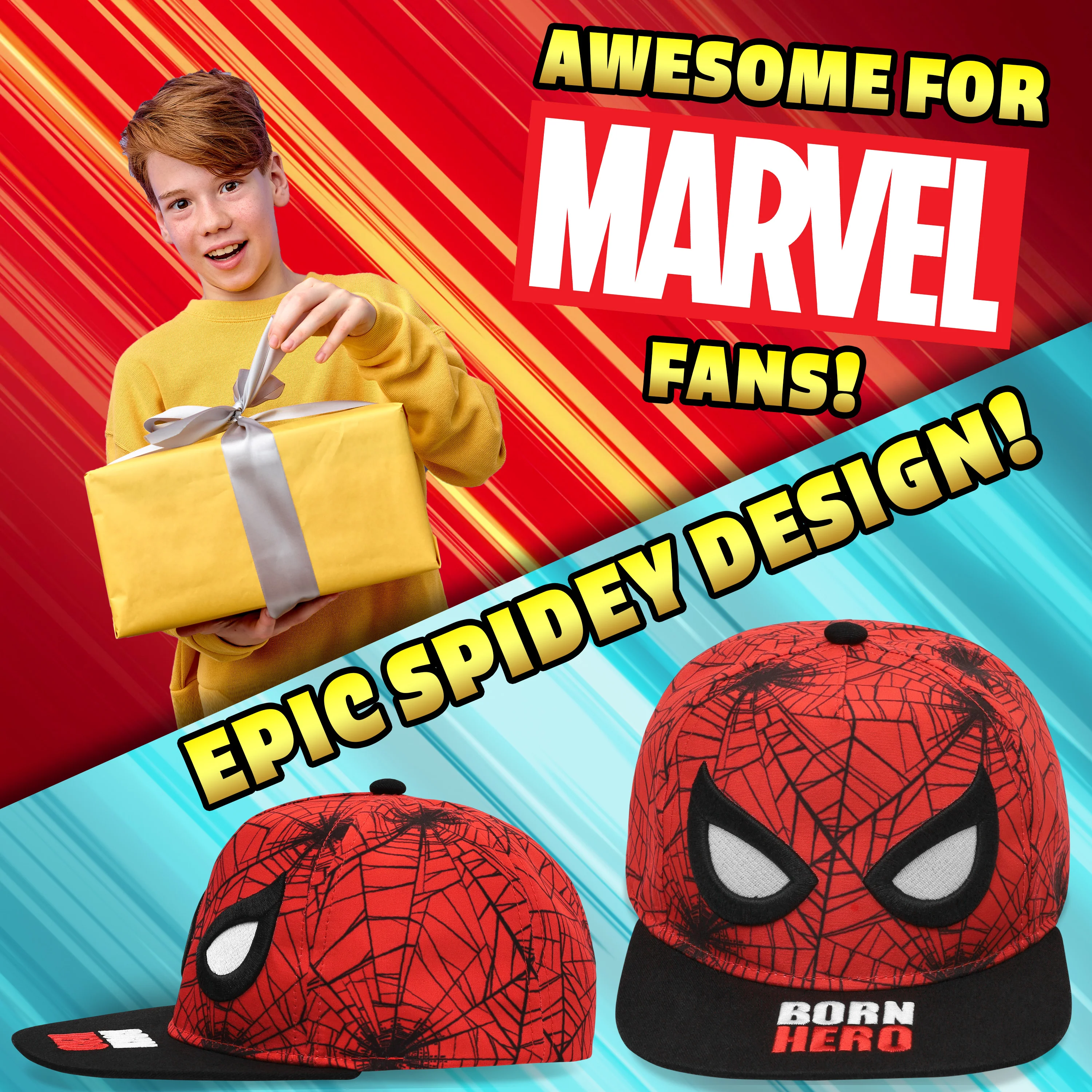 Marvel Spiderman Boys Baseball Cap with Adjustable Strap, Lightweight Snapback Sun Hat - Image 4