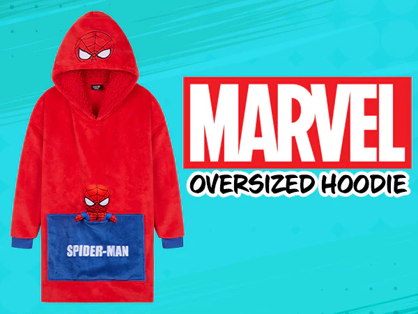 Marvel Spiderman Boys Fleece Hoodie Blanket with Attached Plush - Boys Gifts Red