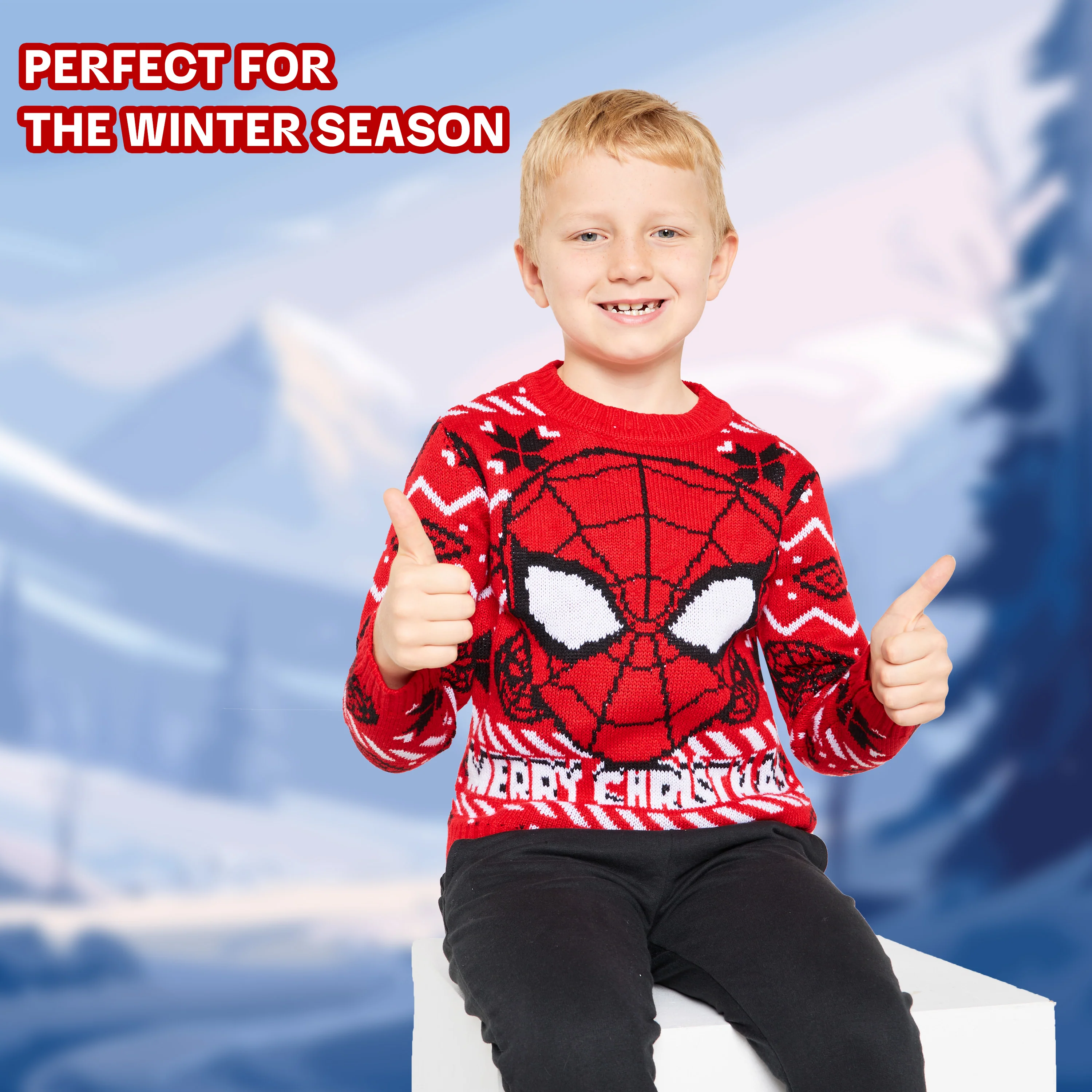 Marvel Spiderman Boys Knitted Christmas Jumper, Cosy Festive Xmas Sweater - Image 5