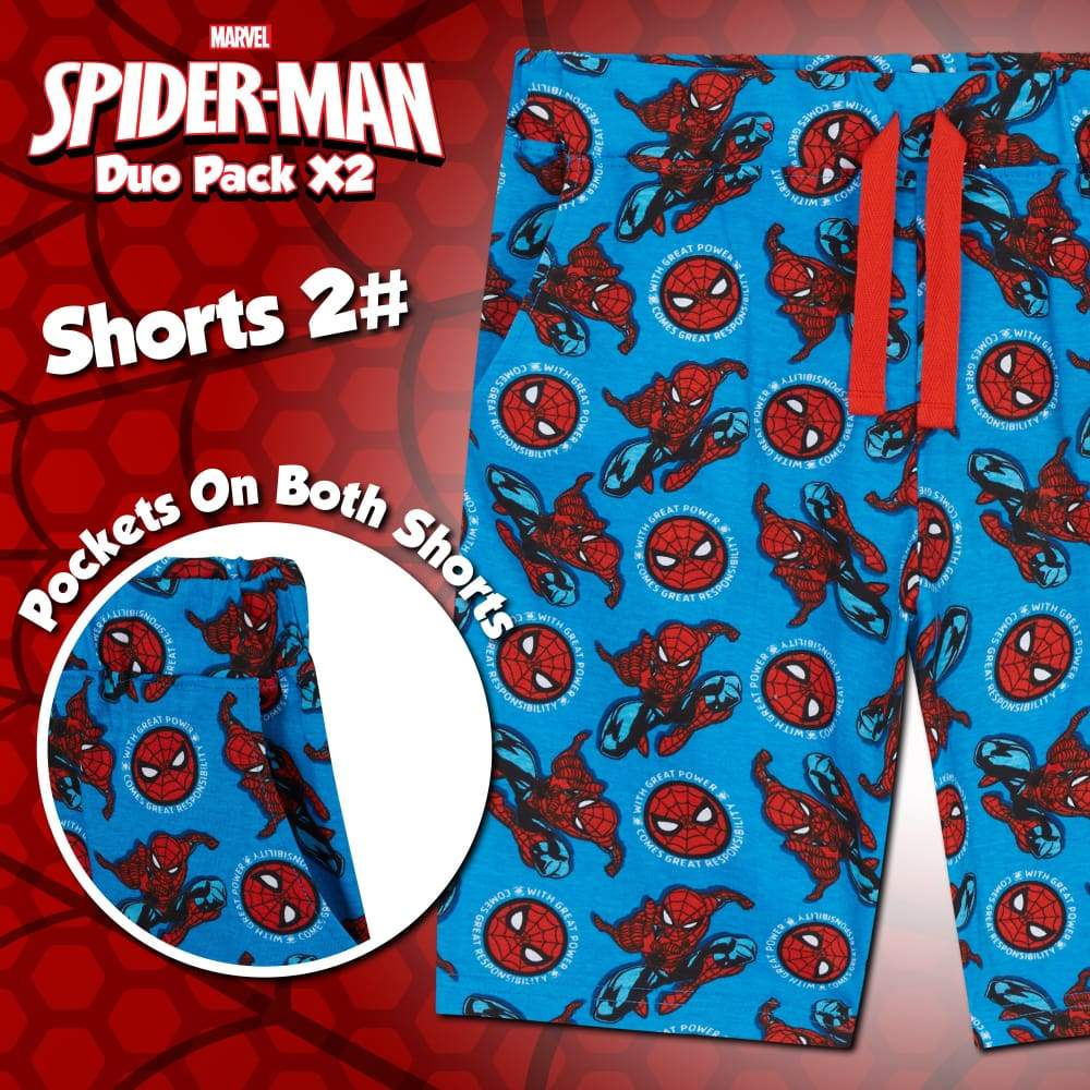 Marvel Spiderman Boys Shorts, Set of 2 Superhero Cotton Shorts for Kids & Teens - Image 4