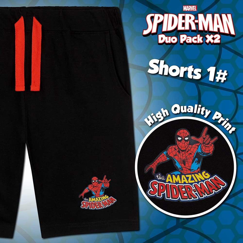 Marvel Spiderman Boys Shorts, Set of 2 Superhero Cotton Shorts for Kids & Teens - Image 4