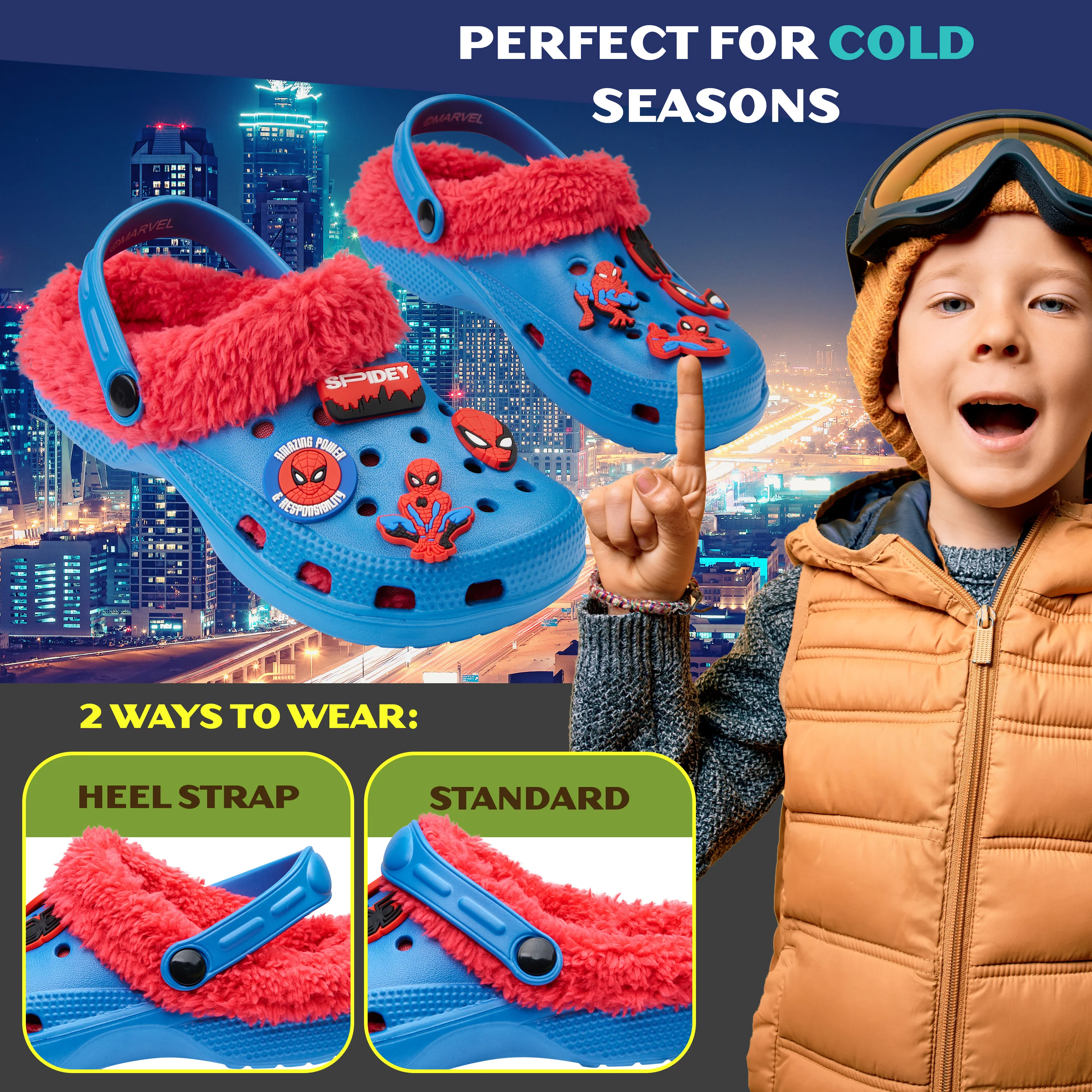 Marvel Spiderman Boys Winter Clogs, Fleece Lined Clogs Garden Shoes - Gifts for Boys - Image 4