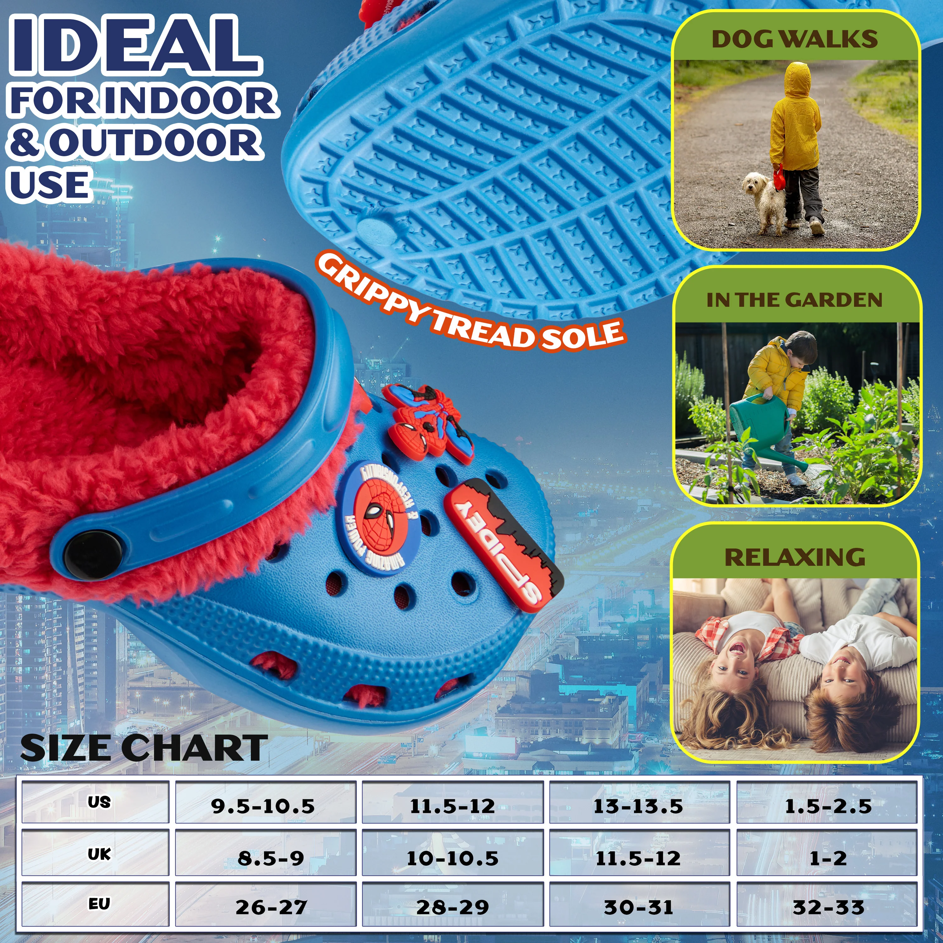 Marvel Spiderman Boys Winter Clogs, Fleece Lined Clogs Garden Shoes - Gifts for Boys - Image 6