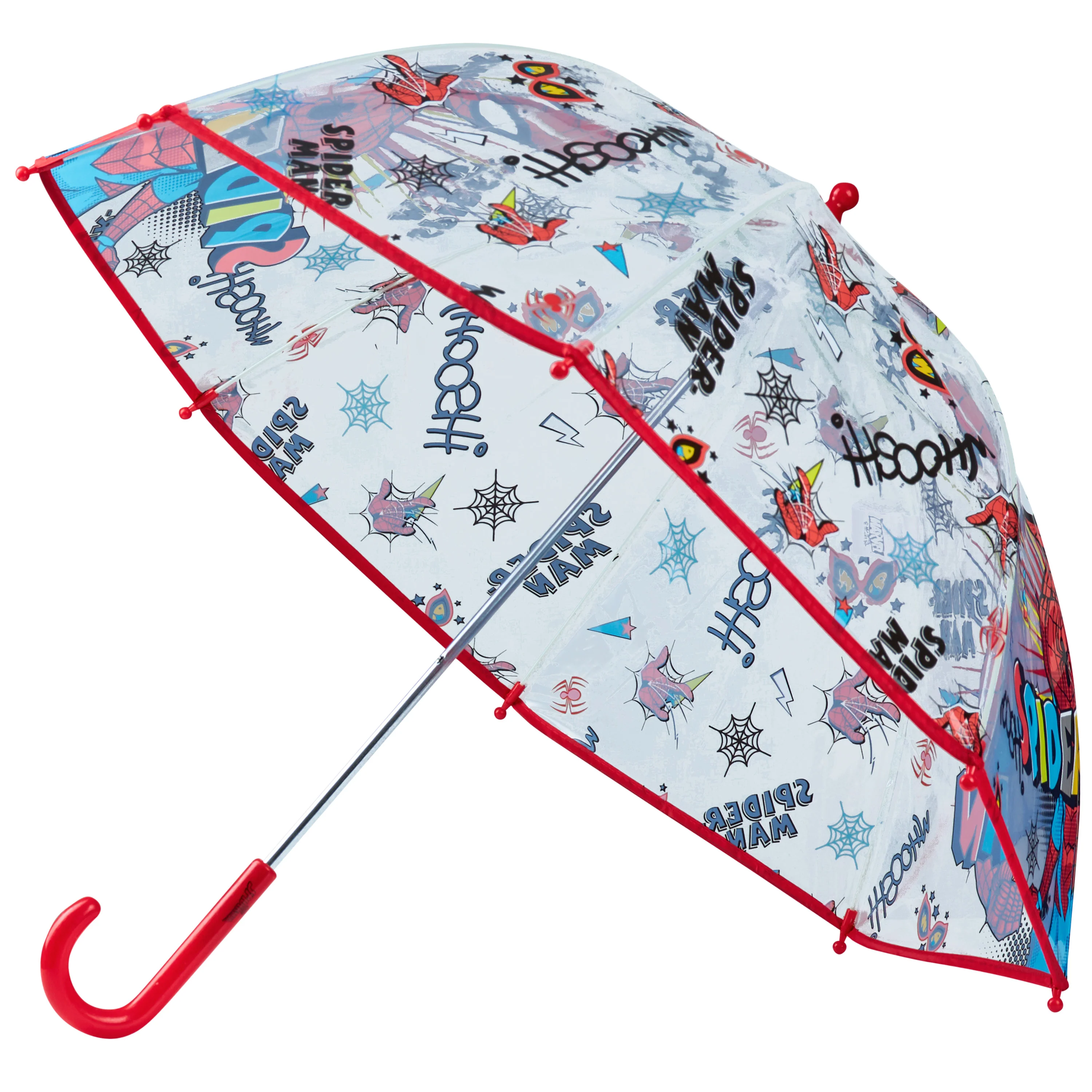 Marvel Spiderman Clear Dome Umbrella for Kids - folding Transparent Umbrella