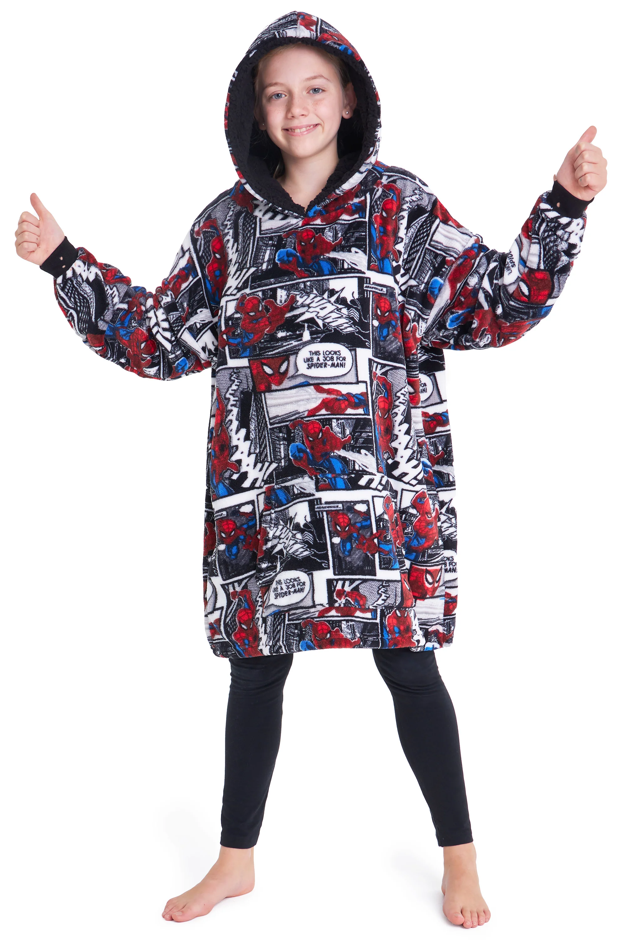 Marvel Spiderman Hoodie, Oversized Blanket Hoodie for Kids (Multi)