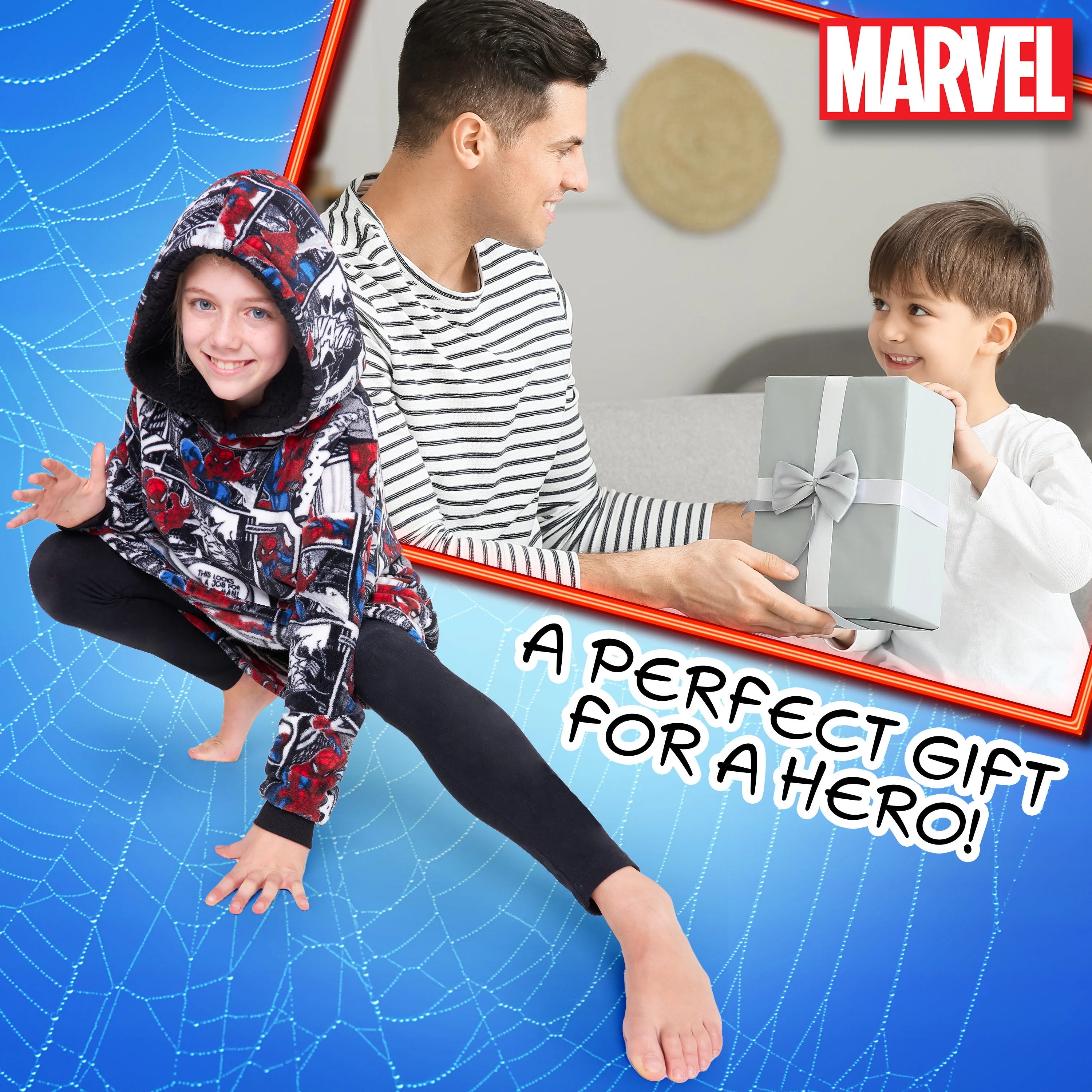 Marvel Spiderman Hoodie, Oversized Blanket Hoodie for Kids (Multi) - Image 2