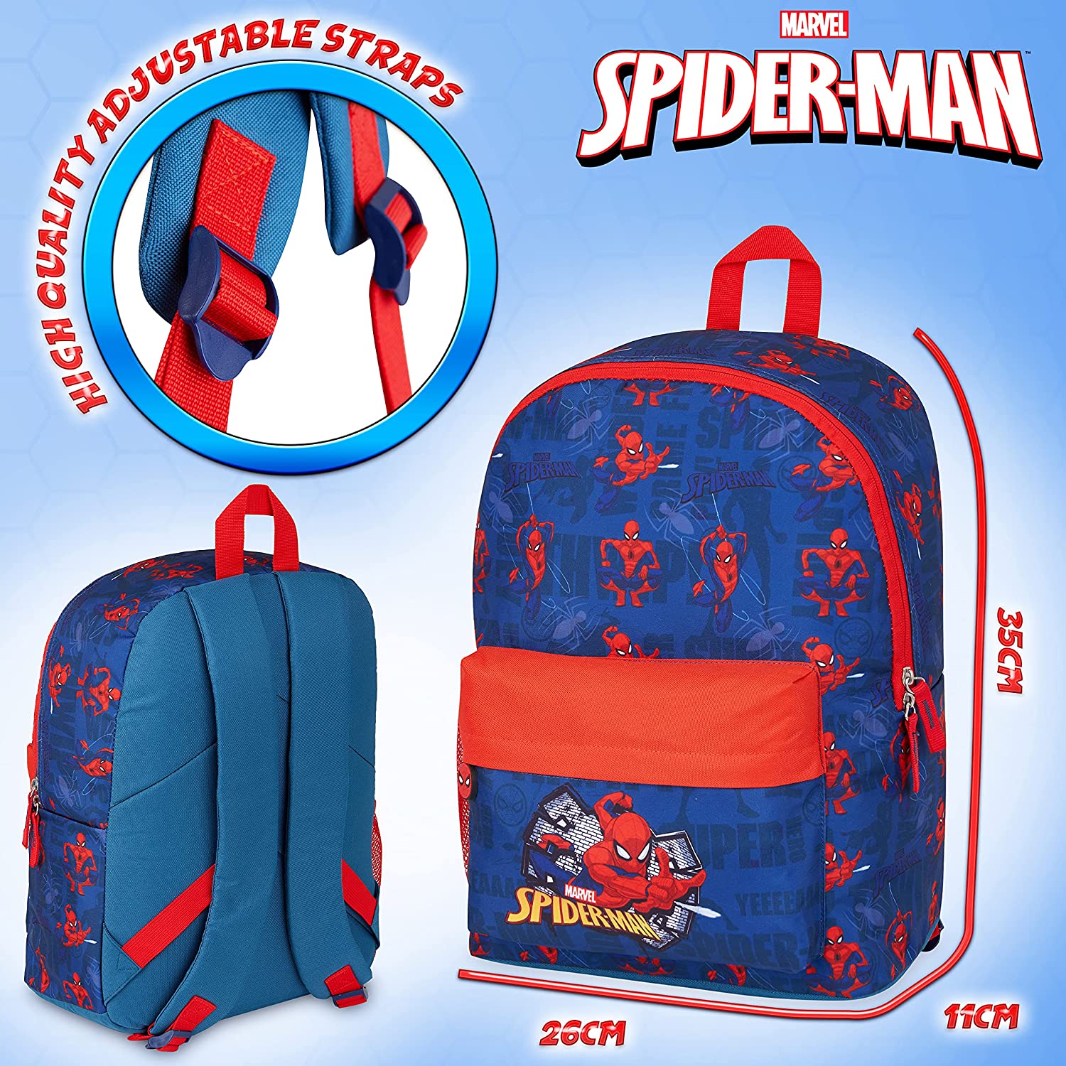 Marvel Spiderman School Bag, Large Capacity Kids Backpack for Travel, Sports - Image 6