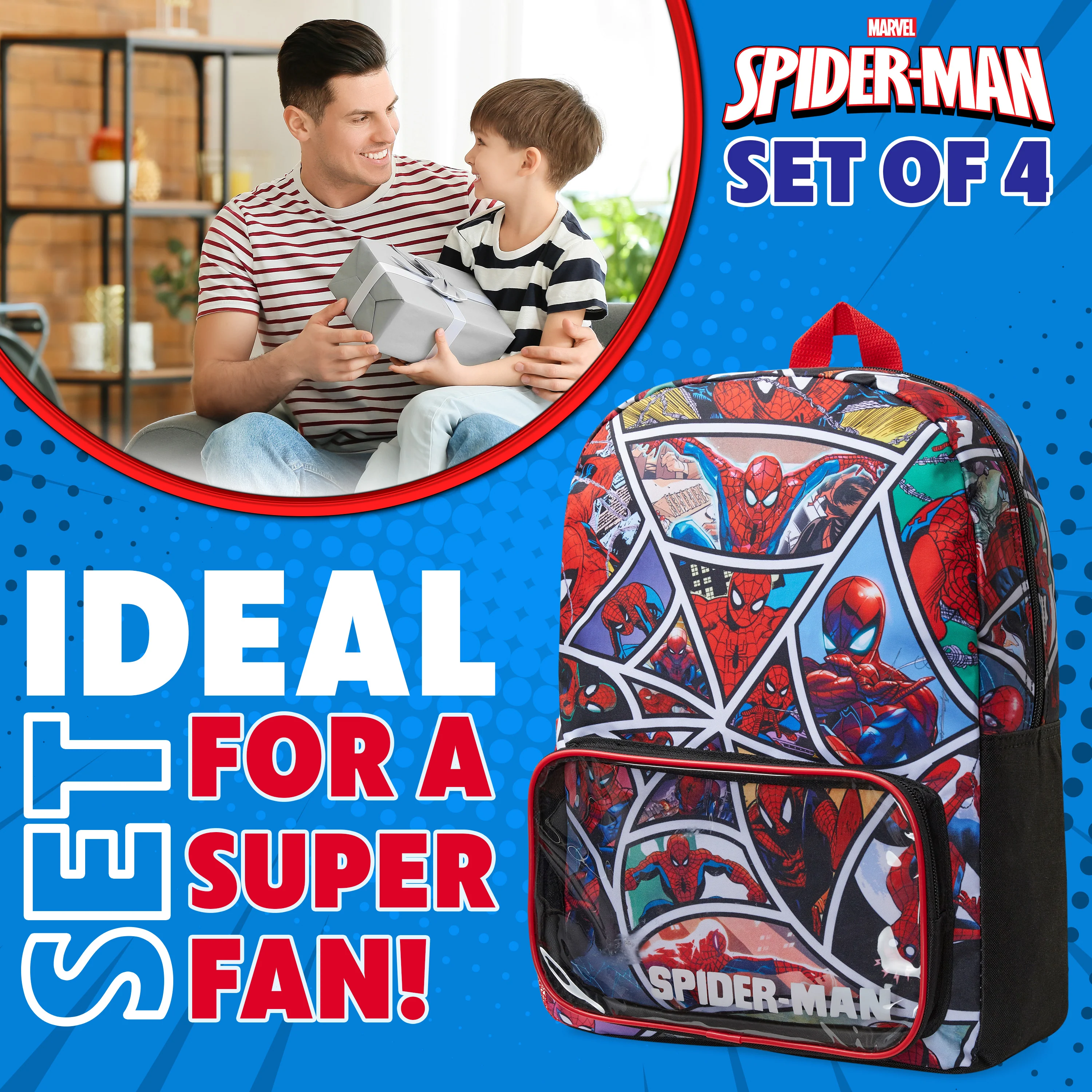 Marvel Spiderman School Bag Set - Backpack, Water Bottle, Wallet, Keyring - Image 3